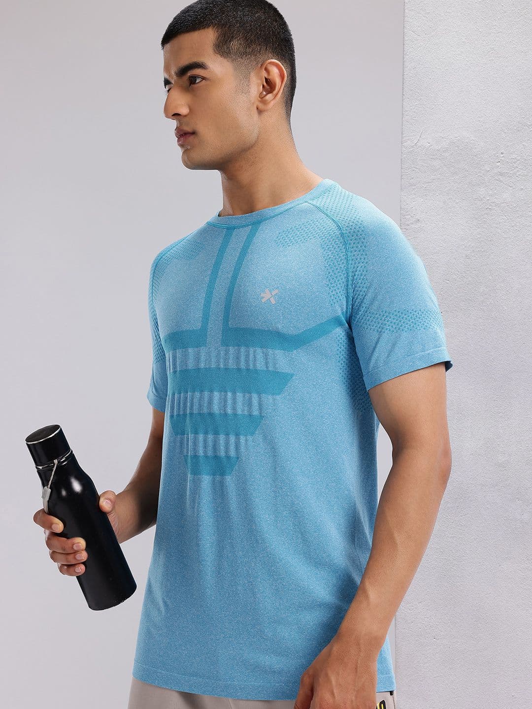 HRX By Hrithik Roshan Printed Raglan Sleeves Antimicrobial Slim Fit Cycling T-shirt - view 1