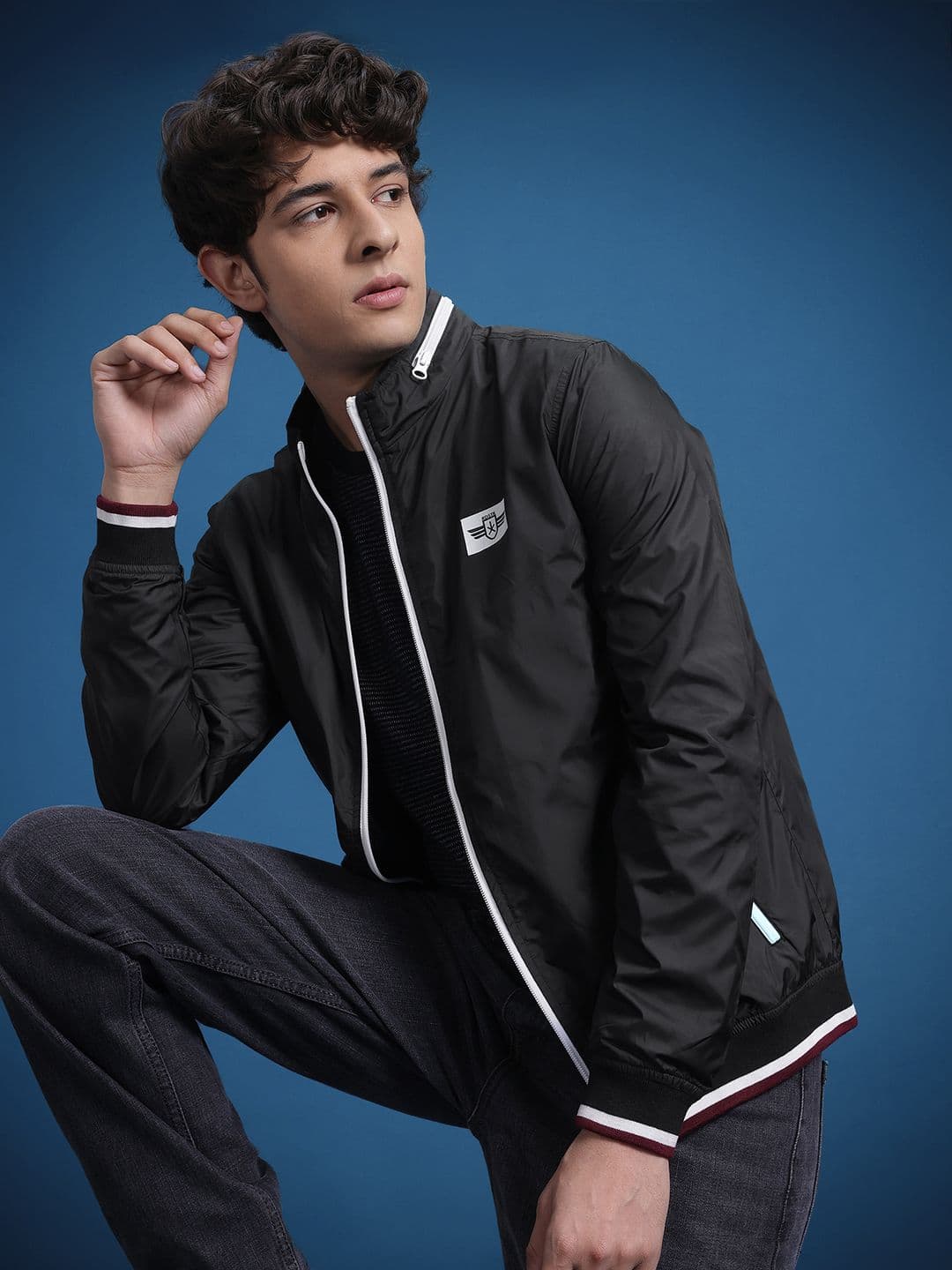 The Roadster Lifestyle Co. Solid Windcheater Jacket with Contrast Details - view 1