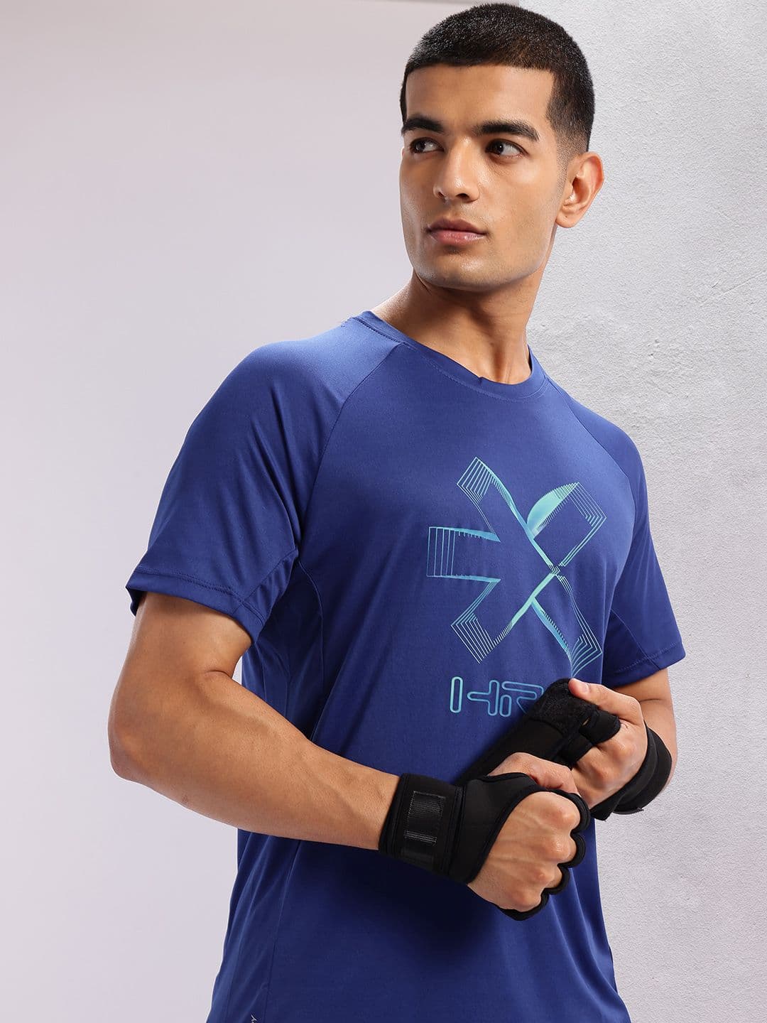 HRX by Hrithik Roshan Brand Logo Print Rapid-Dry Training T-shirt - view 1