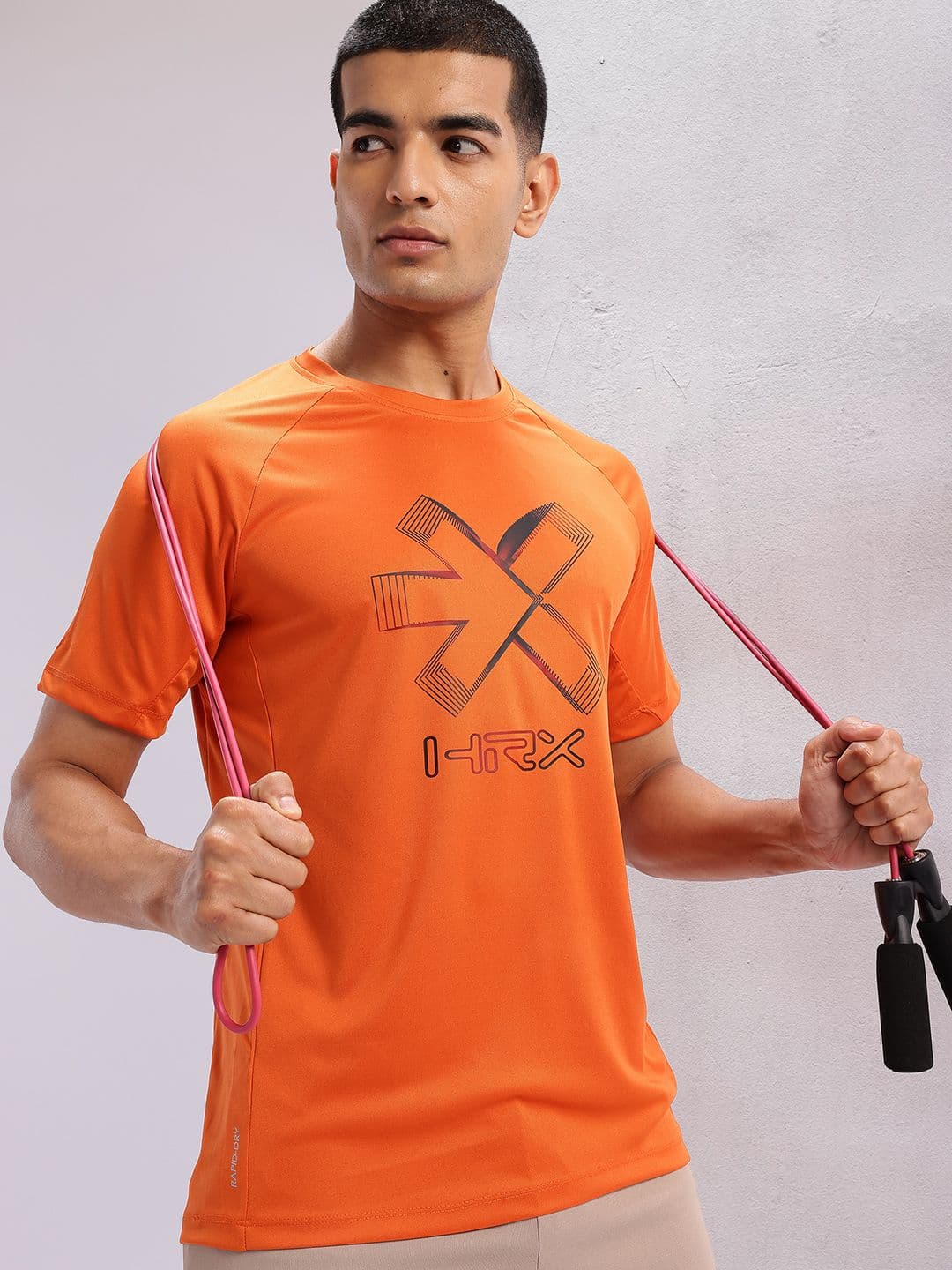 HRX by Hrithik Roshan Brand Logo Print Rapid-Dry Training T-shirt - view 1