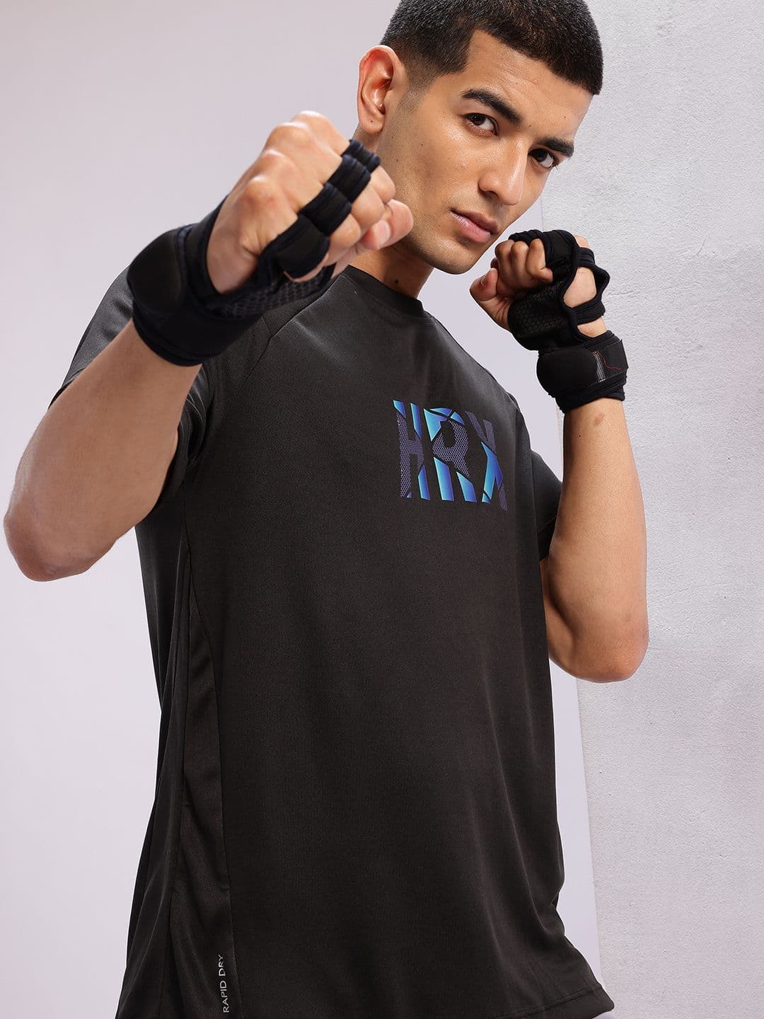HRX by Hrithik Roshan Brand Logo Print Rapid-Dry Training T-shirt - view 1