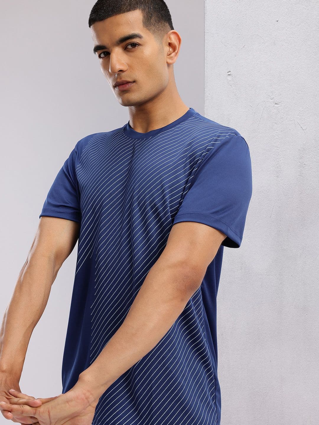 HRX by Hrithik Roshan Striped Rapid-Dry Training T-shirt - view 1