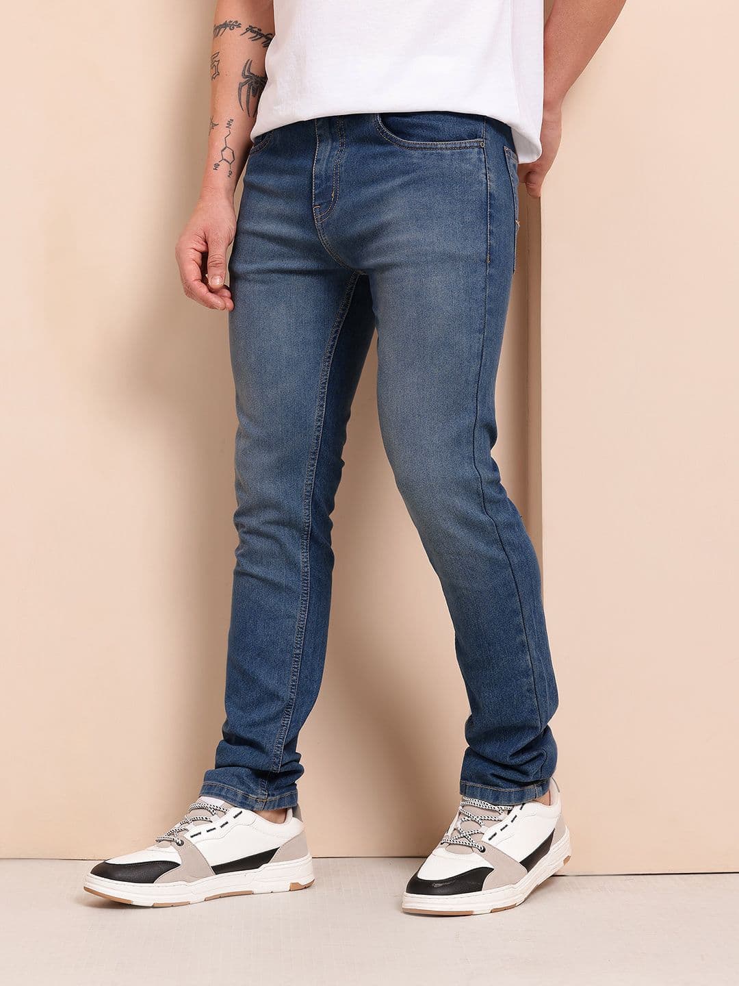 Mast & Harbour Men Skinny Fit Mid-Rise Light Fade Stretchable Jeans - view 1