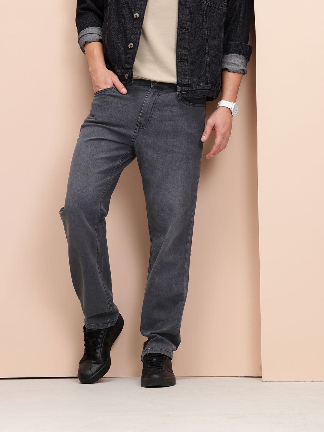 Mast & Harbour Men Straight Fit Mid-Rise Stretchable Jeans - view 1