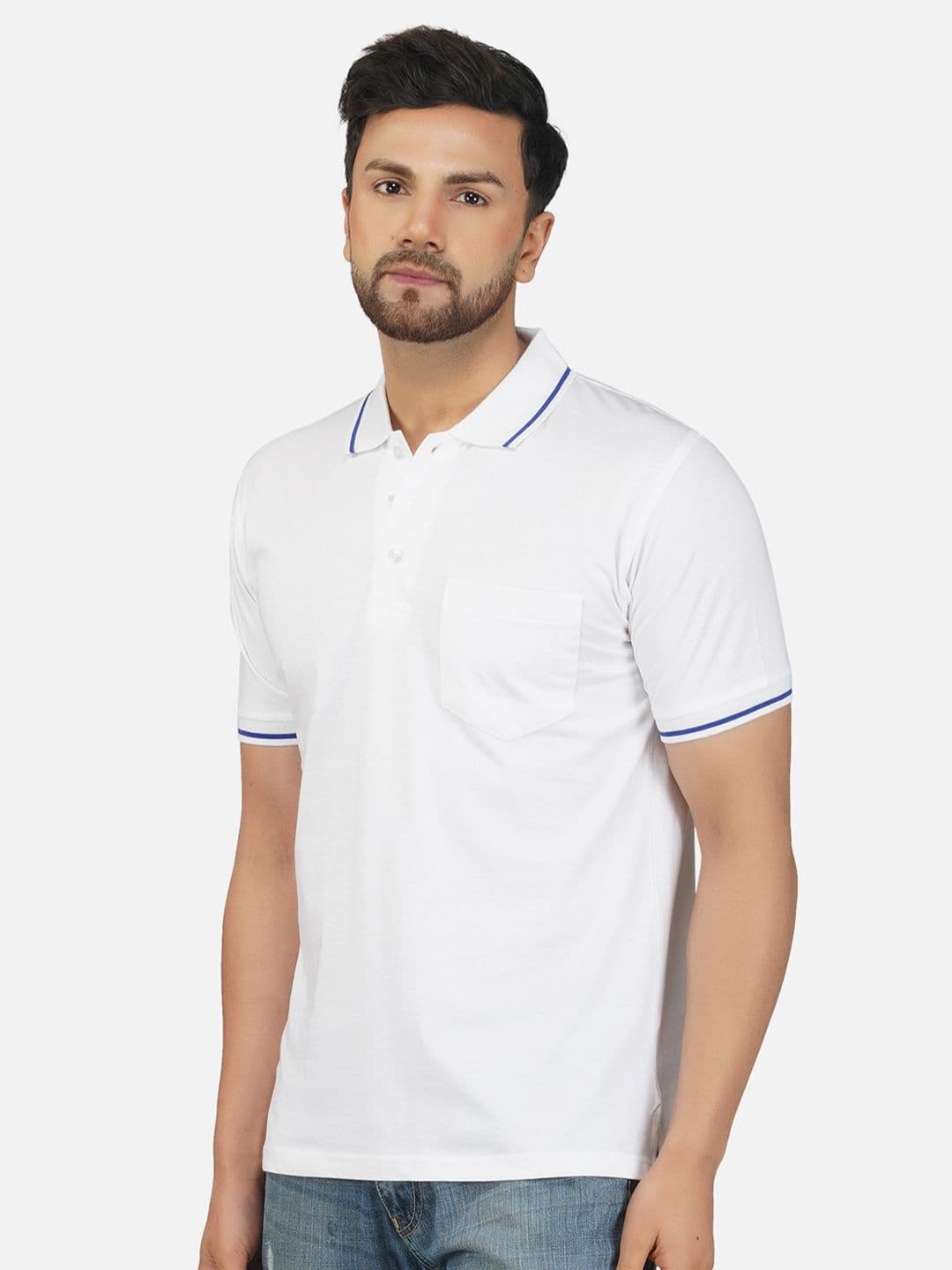 ALARM Men Solid Polo Collar Cotton Slim Fit T-shirt - view 1