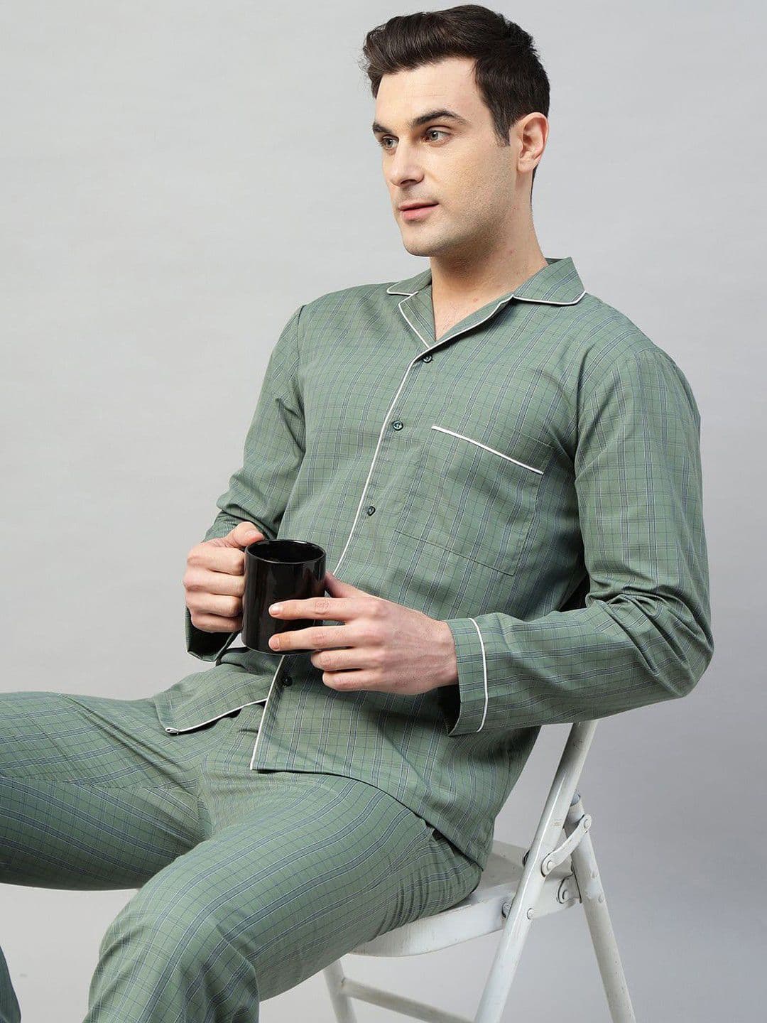 English Navy Men Checked Night suit - view 1