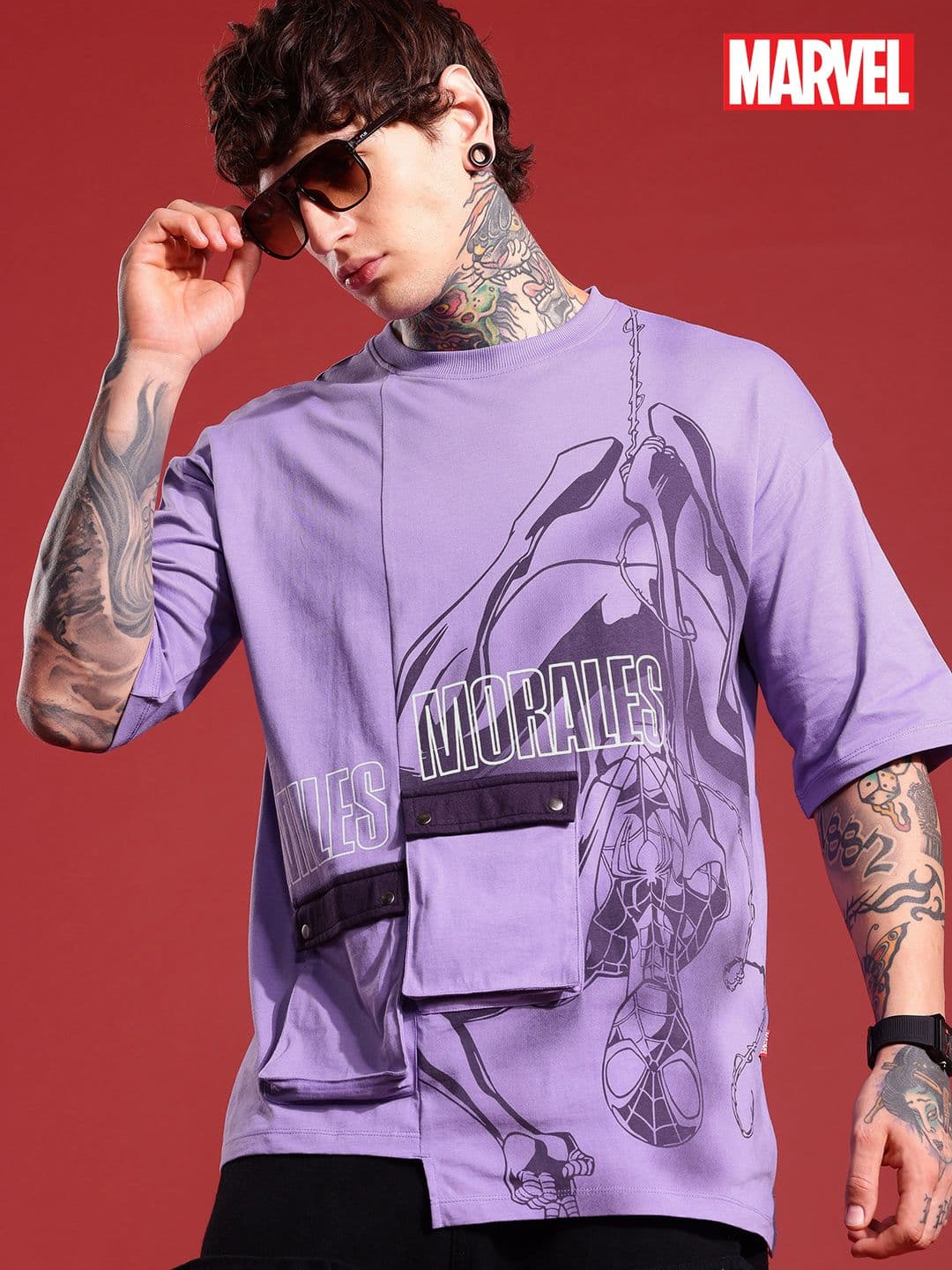 MARVEL STREET Oversized Fit Spider-Man Graphic Printed Pure Cotton T-shirt - view 1