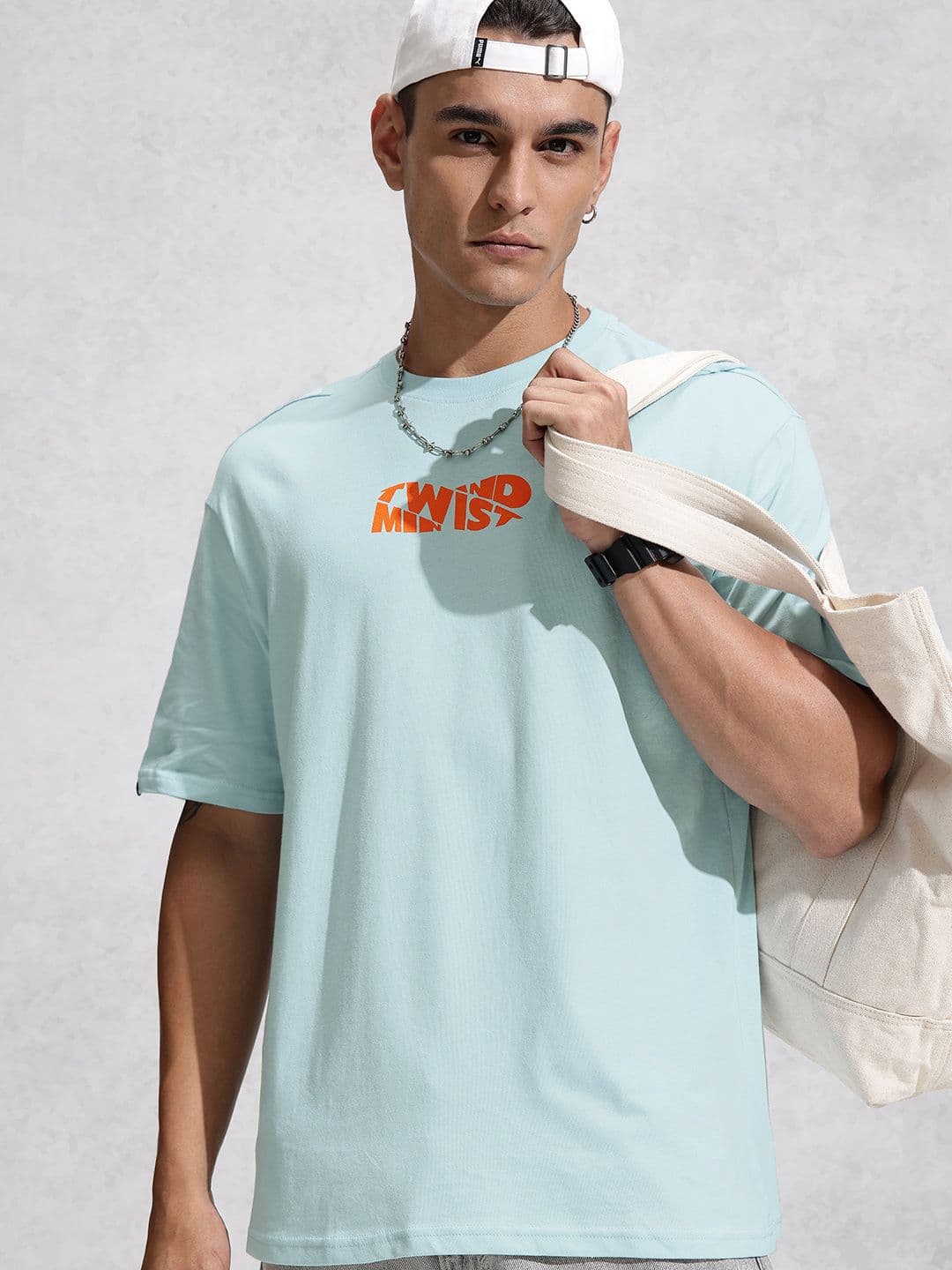 WROGN Typography Printed Drop-Shoulder Pure Cotton Oversized T-shirt - view 1