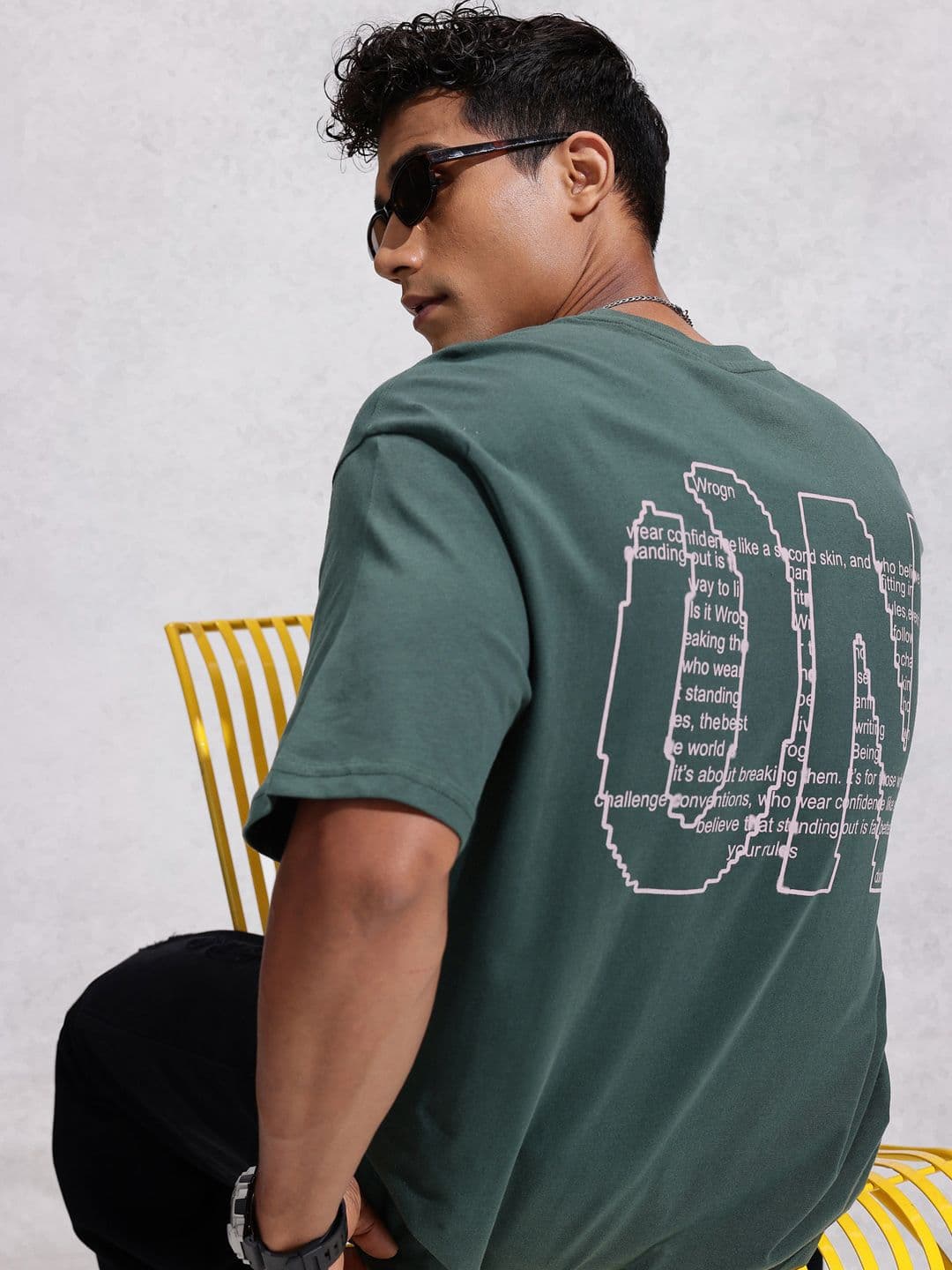 WROGN Oversized Fit Typography Printed Pure Cotton T-shirt - view 1