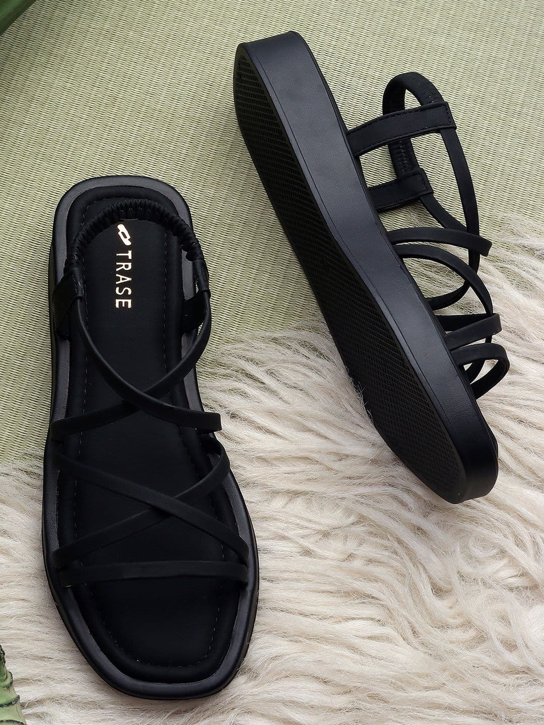 TRASE Strappy Open Toe Flats with Bows - view 1