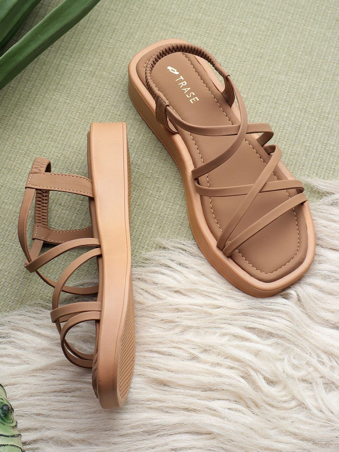 TRASE Strappy Open Toe Flats with Bows - view 1