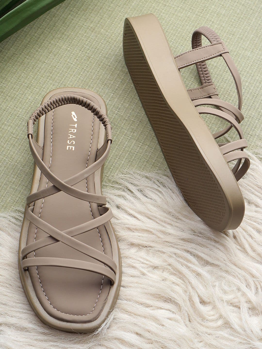 TRASE Strappy Open Toe Flats with Bows - view 1