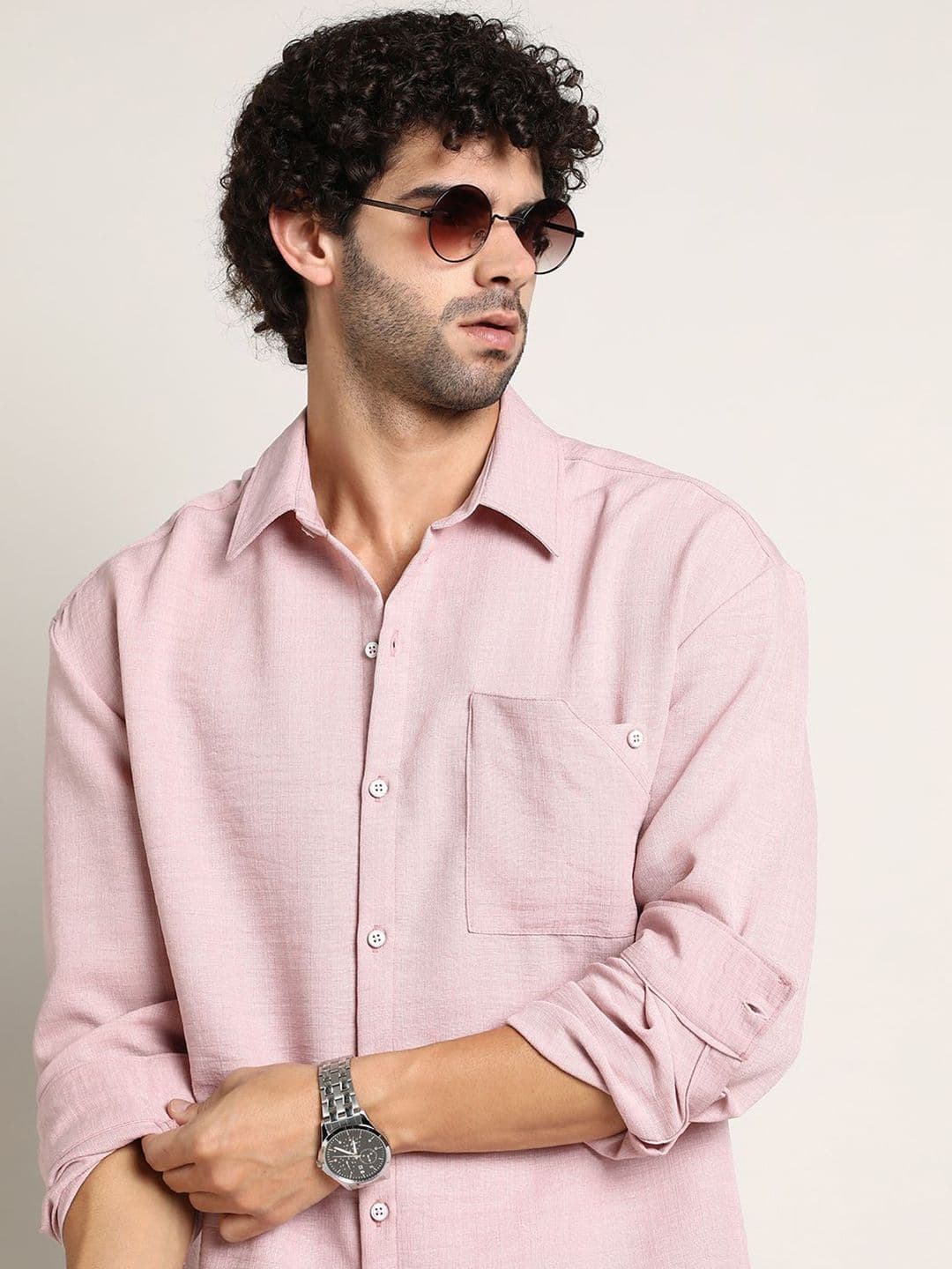 CAHOOT Men Comfort Relaxed Fit Spread Collar Solid Cotton Casual Shirt - view 1