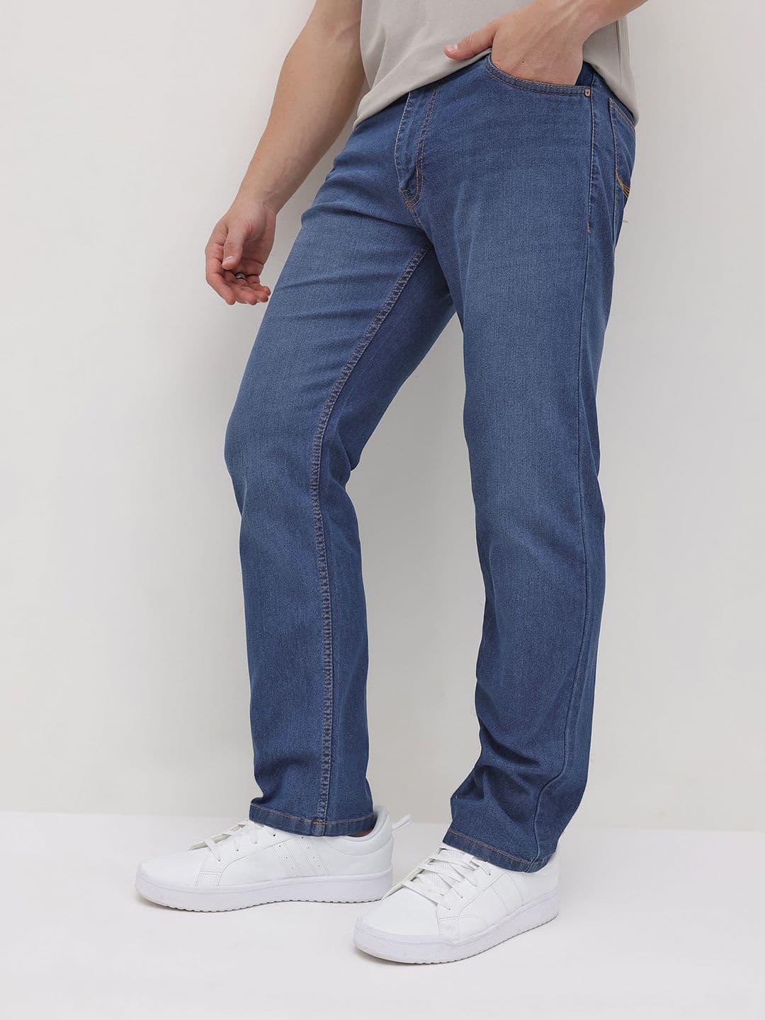 The Roadster Life Co. Men Mid-Rise Light Fade Regular Fit Stretchable Jeans - view 1
