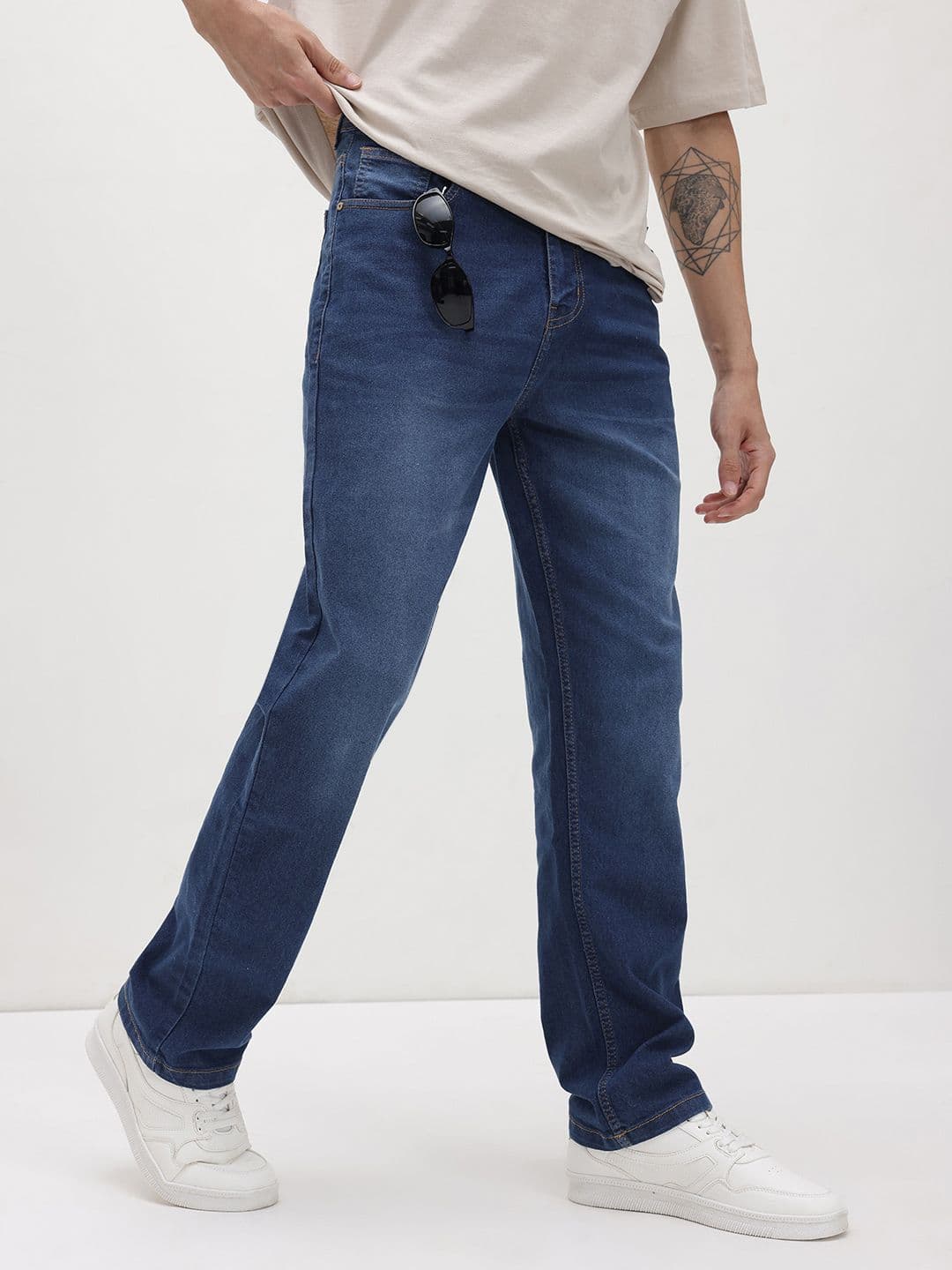 The Roadster Life Co. Men Straight Fit Mid-Rise Light Fade Stretchable Jeans - view 1