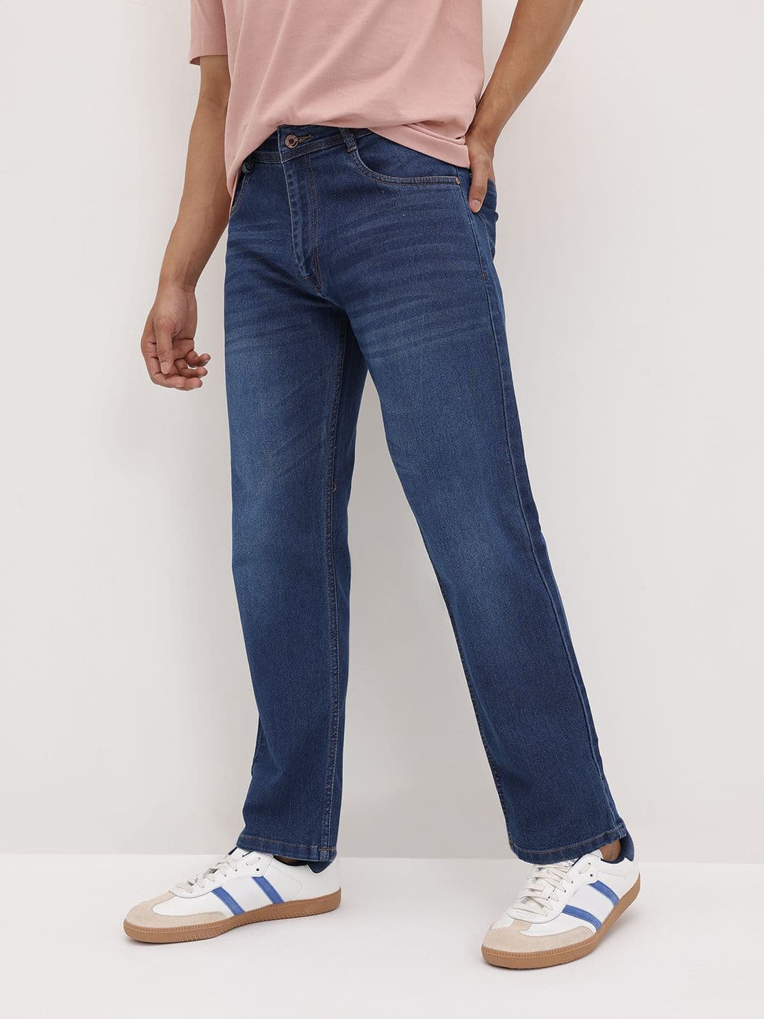 The Roadster Life Co. Men Relaxed Fit Mid-Rise Light Fade Stretchable Jeans - view 1