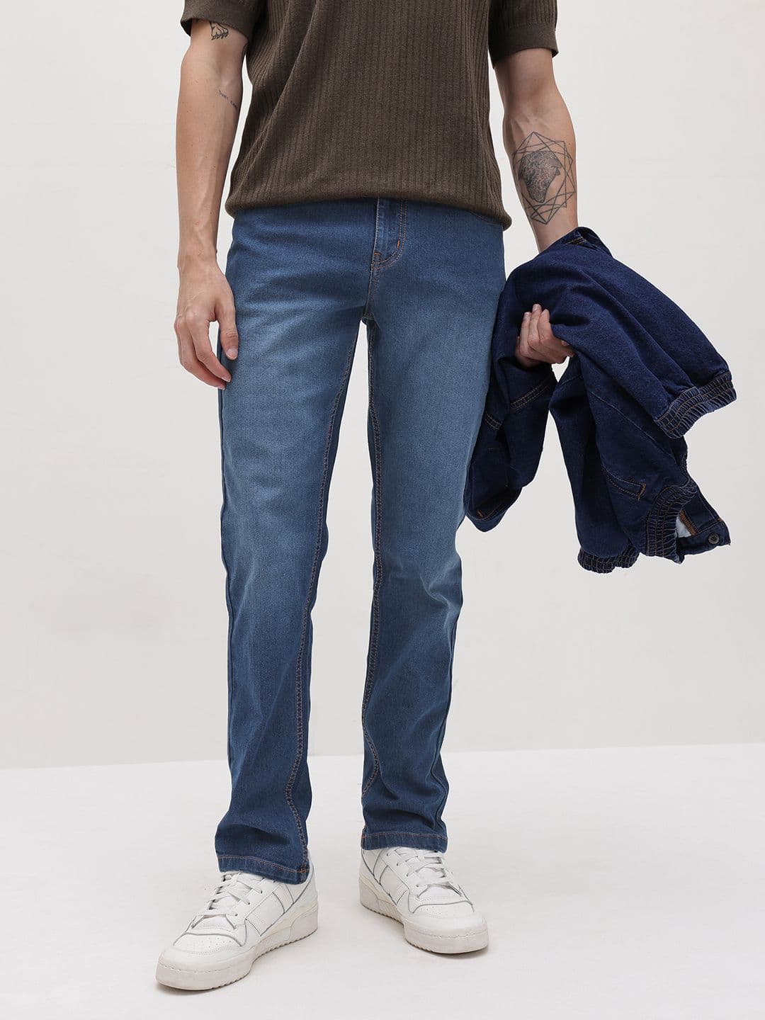 The Roadster Life Co. Men Slim Fit Mid-Rise Light Fade Stretchable Jeans - view 1