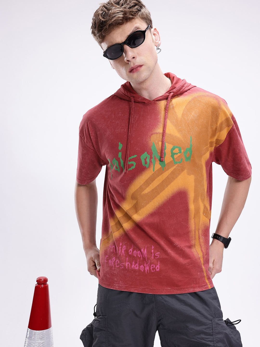Kook N Keech Men Printed Hooded Drop-Shoulder Sleeves T-shirt - view 1