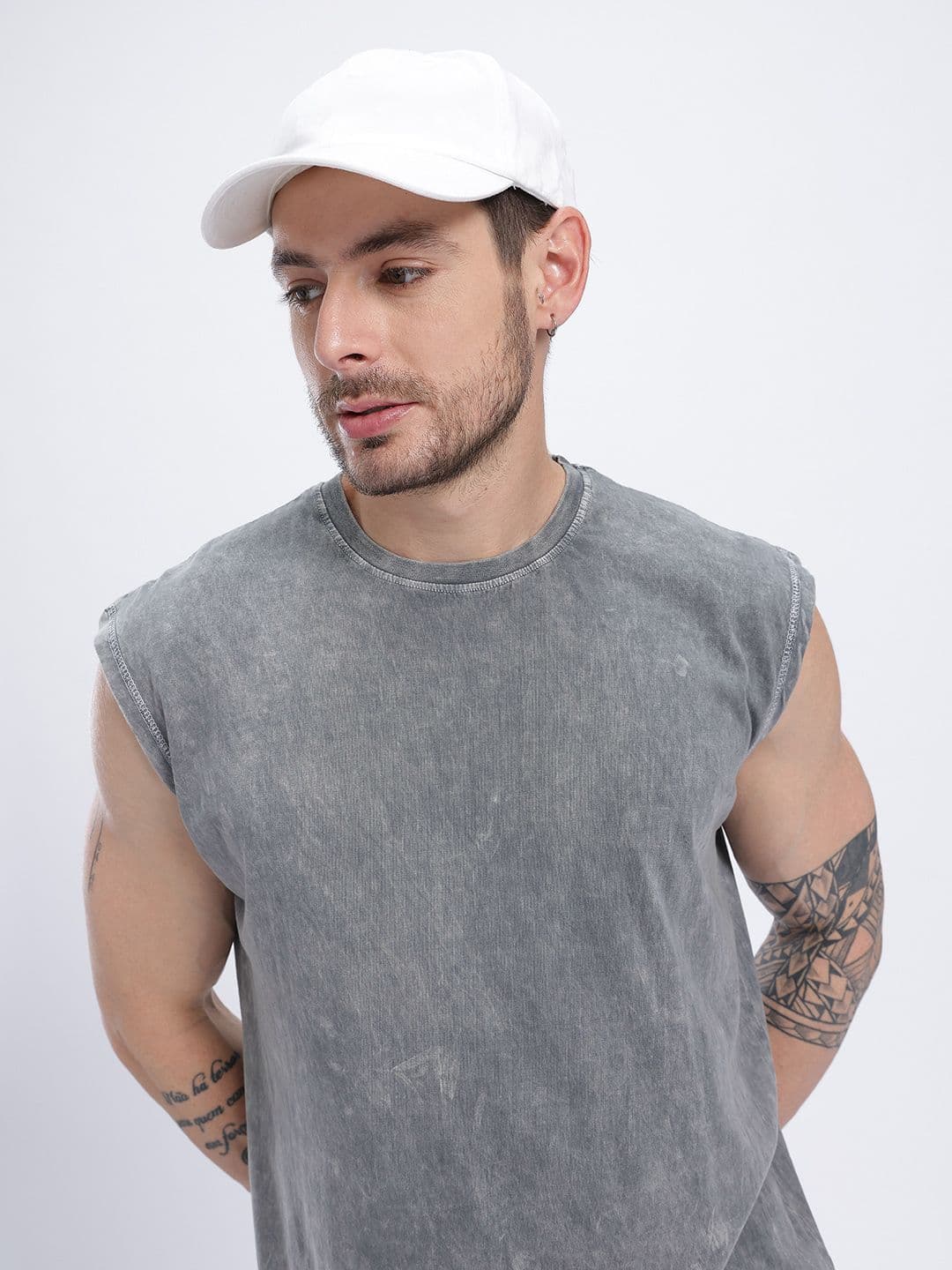 glitchez Sleeveless Washed Oversized T-shirt - view 1