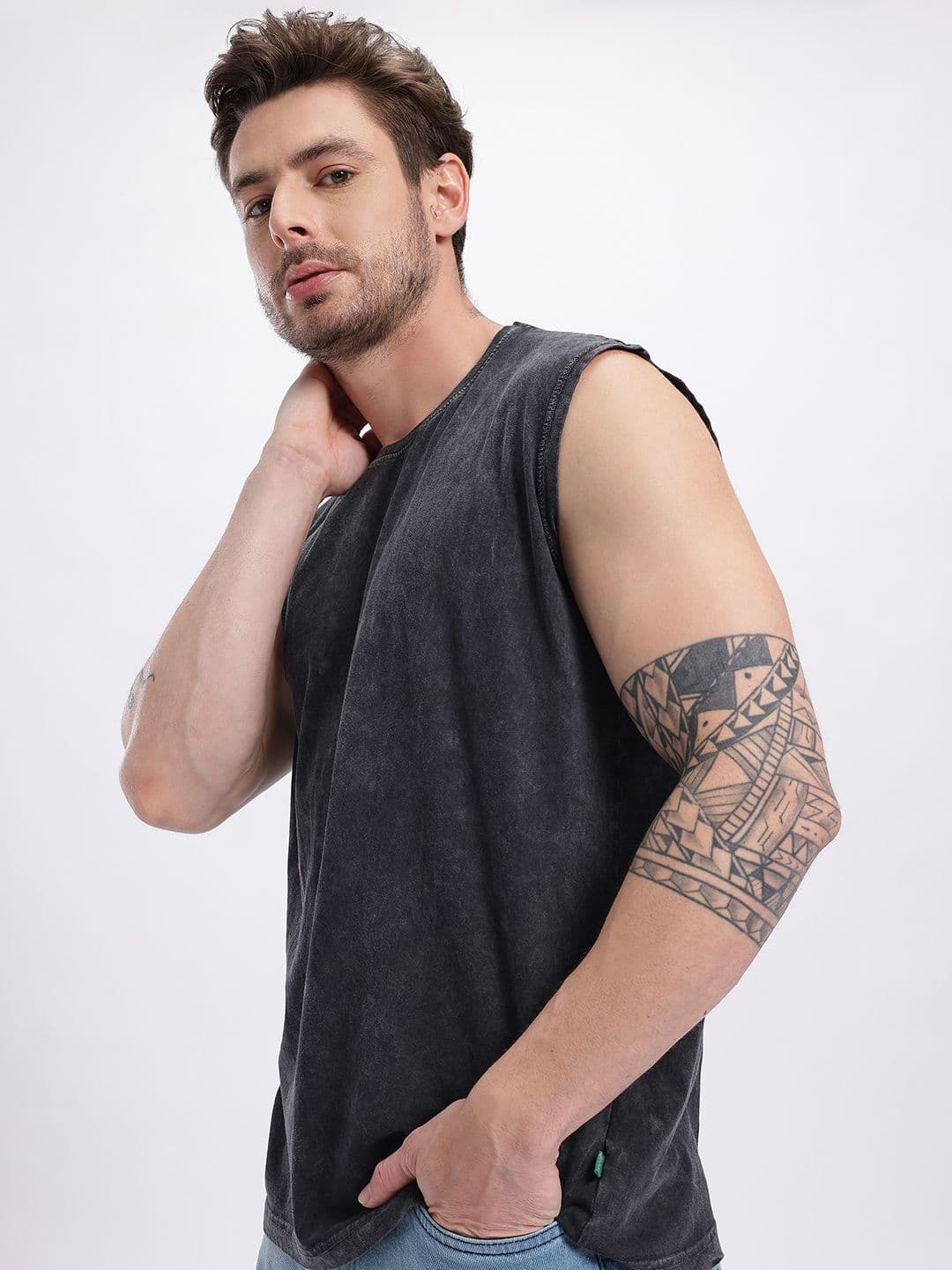glitchez Washed Effect Pure Cotton Oversized Fit T-shirt - view 1