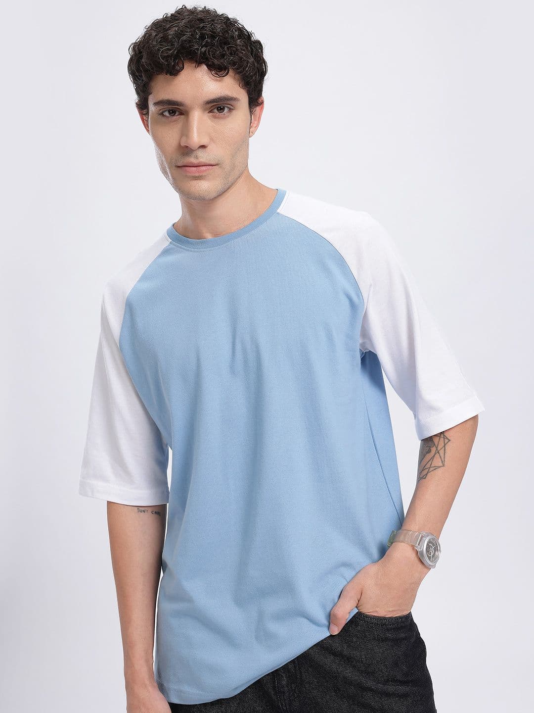 glitchez Contrast Raglan Sleeves Oversized T-Shirt - view 1