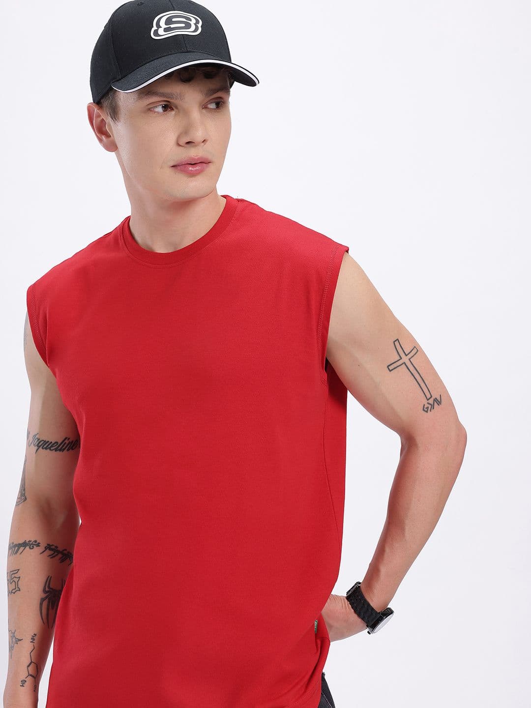 glitchez Round-Neck Sleeveless Oversized Fit T-shirt - view 1