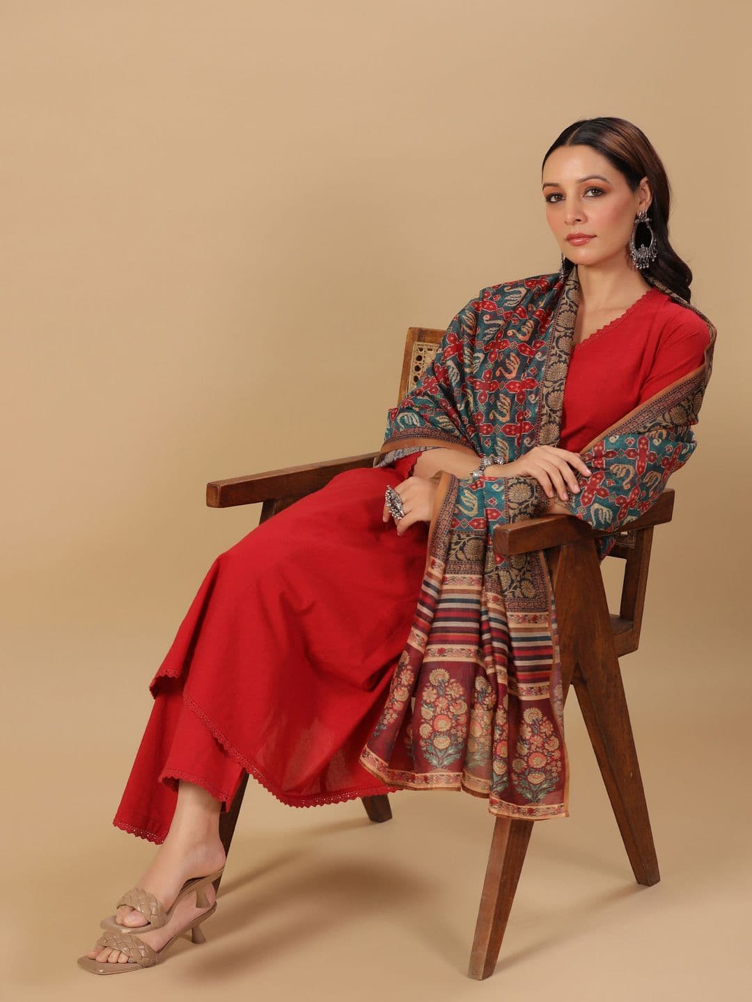 anayna Women Panelled Pure Cotton Kurta with Trousers & With Dupatta - view 1