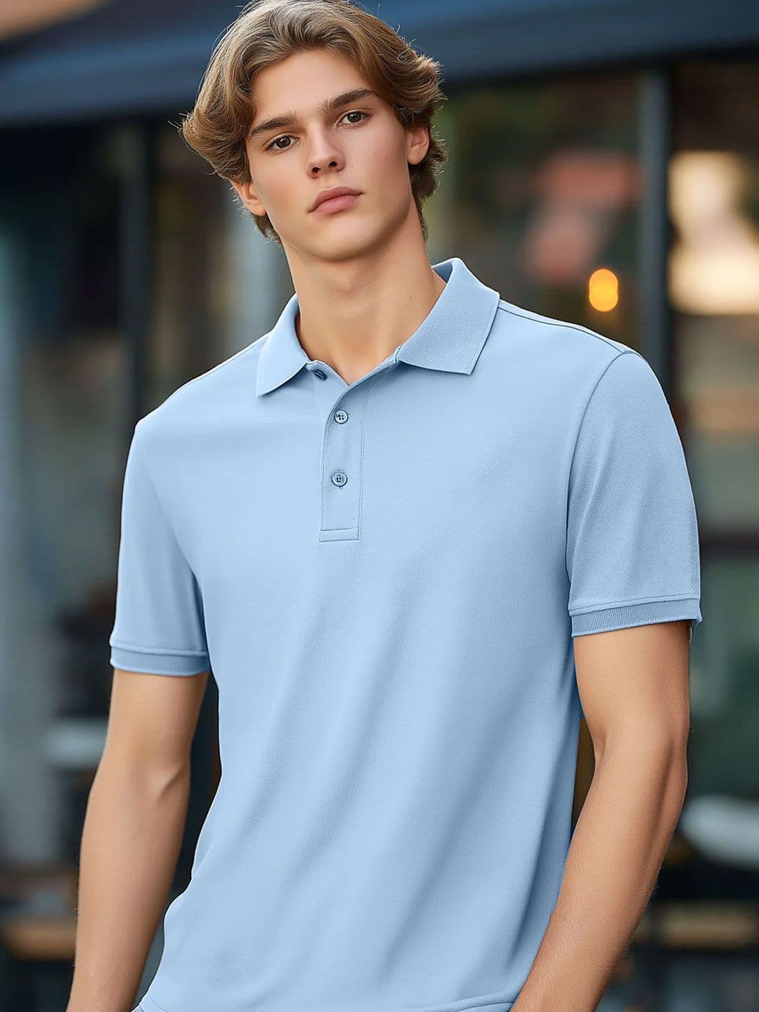 NOBERO Men Solid Polo Collar Cotton T-shirt - view 1
