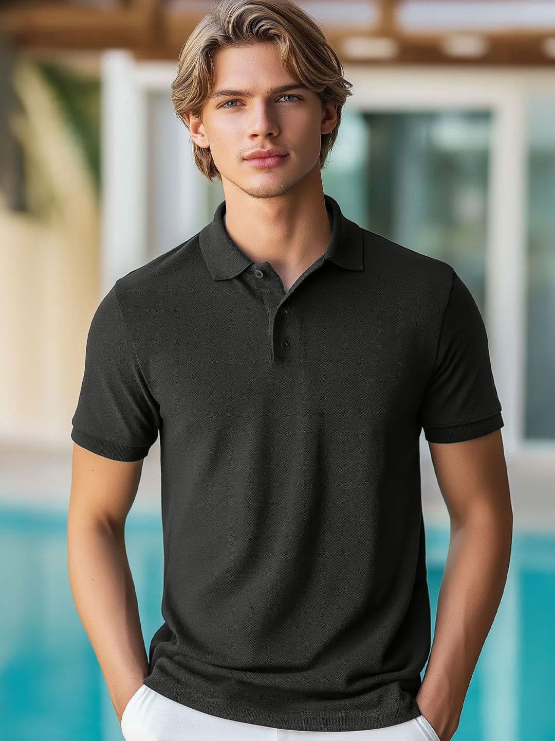 NOBERO Men Solid Polo Collar Cotton T-shirt - view 1