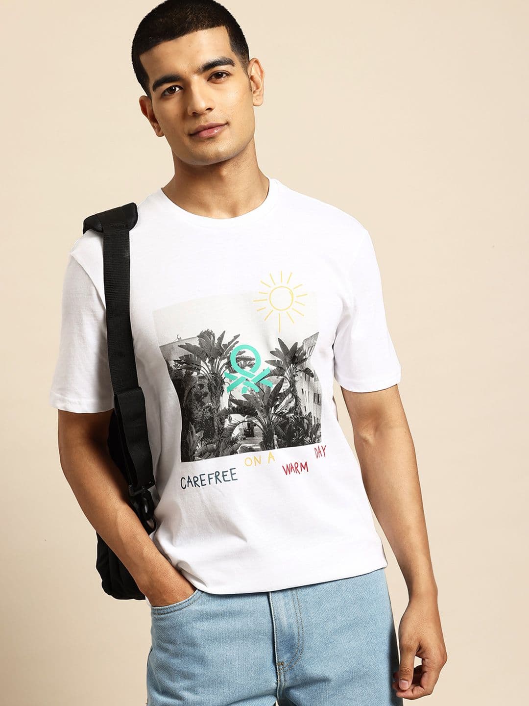 United Colors of Benetton Relaxed Fit Photographic Print Tropical T-shirt - view 1