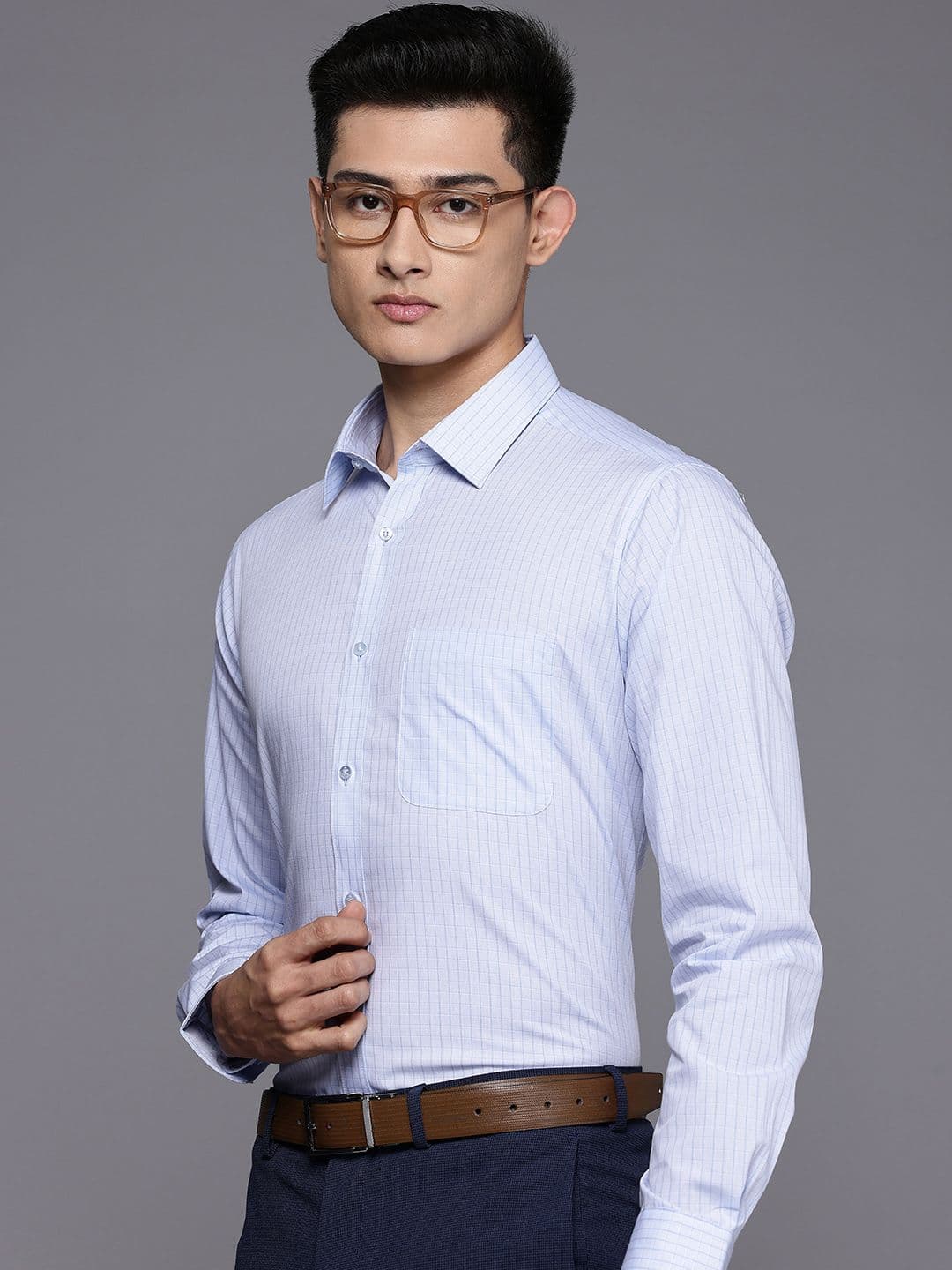 Raymond Pure Cotton Slim Fit Checked Formal Shirt - view 1