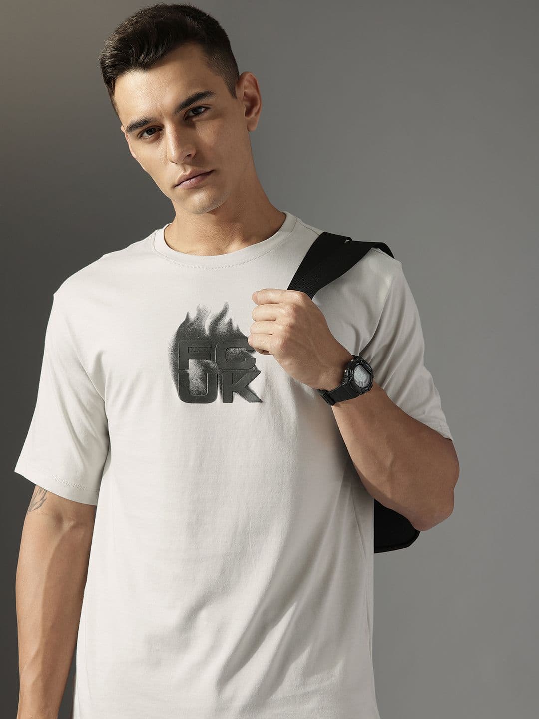 FCUK Pure Cotton Brand Logo Printed Relaxed Fit T-shirt - view 1