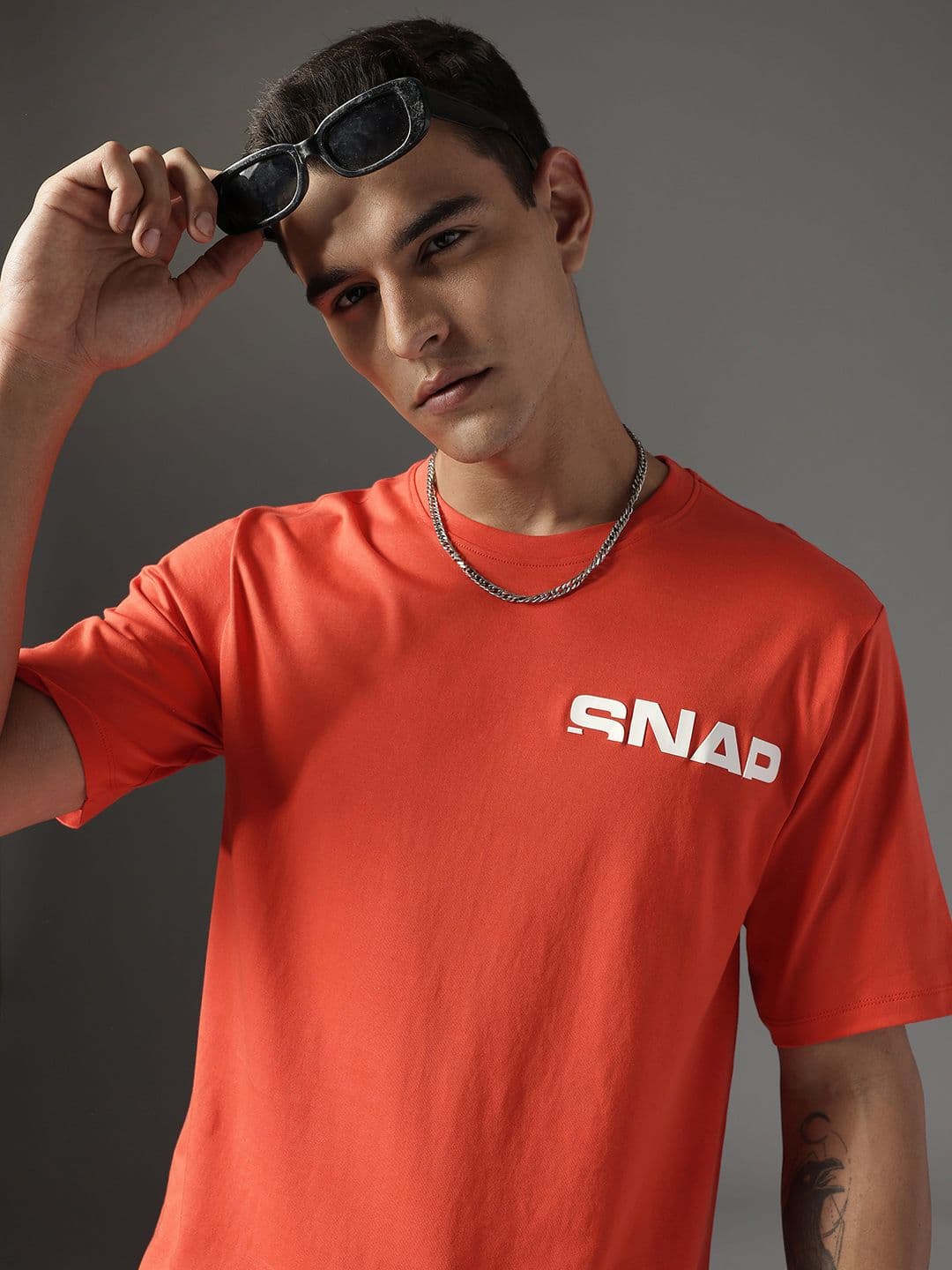 FCUK Drop-Shoulder Sleeves Pure Cotton Relaxed Fit T-shirt - view 1