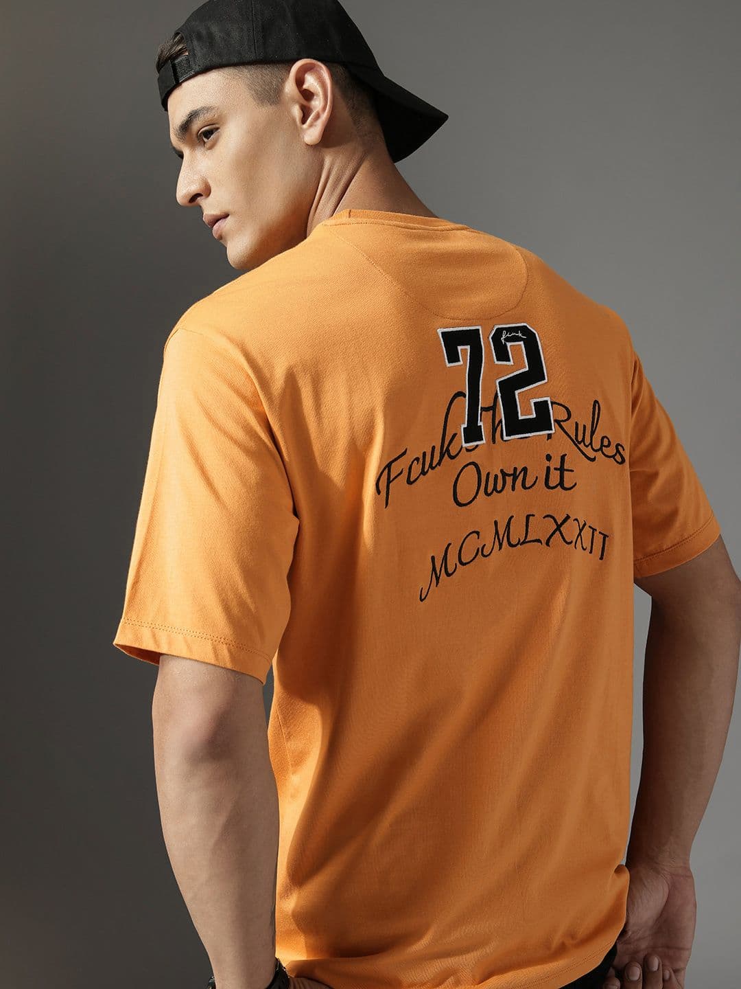 FCUK Varsity Embroidered Drop-Shoulder Sleeves Pure Cotton Relaxed Fit T-shirt - view 1
