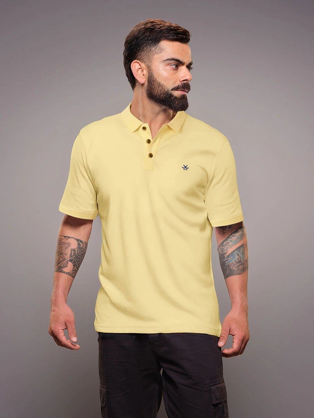 WROGN Men Solid Polo Collar Elastane Slim Fit T-shirt - view 1