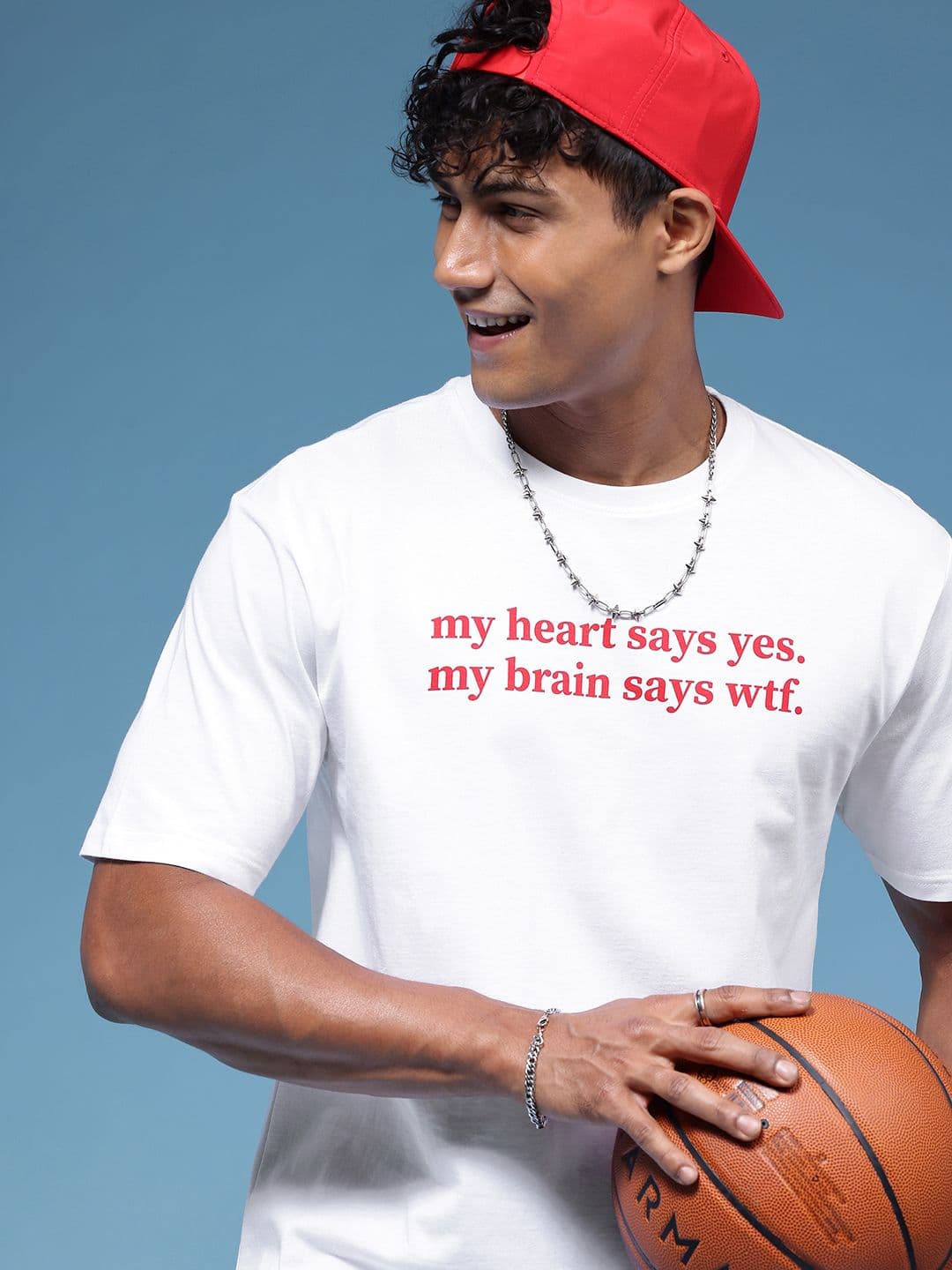 HERE&NOW Pure Cotton Typography Printed Relaxed Fit T-shirt - view 1