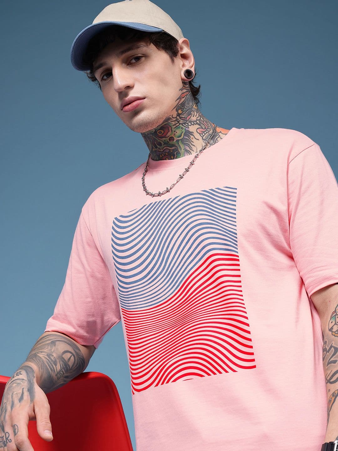 HERE&NOW Abstract Printed Pure Cotton T-shirt - view 1