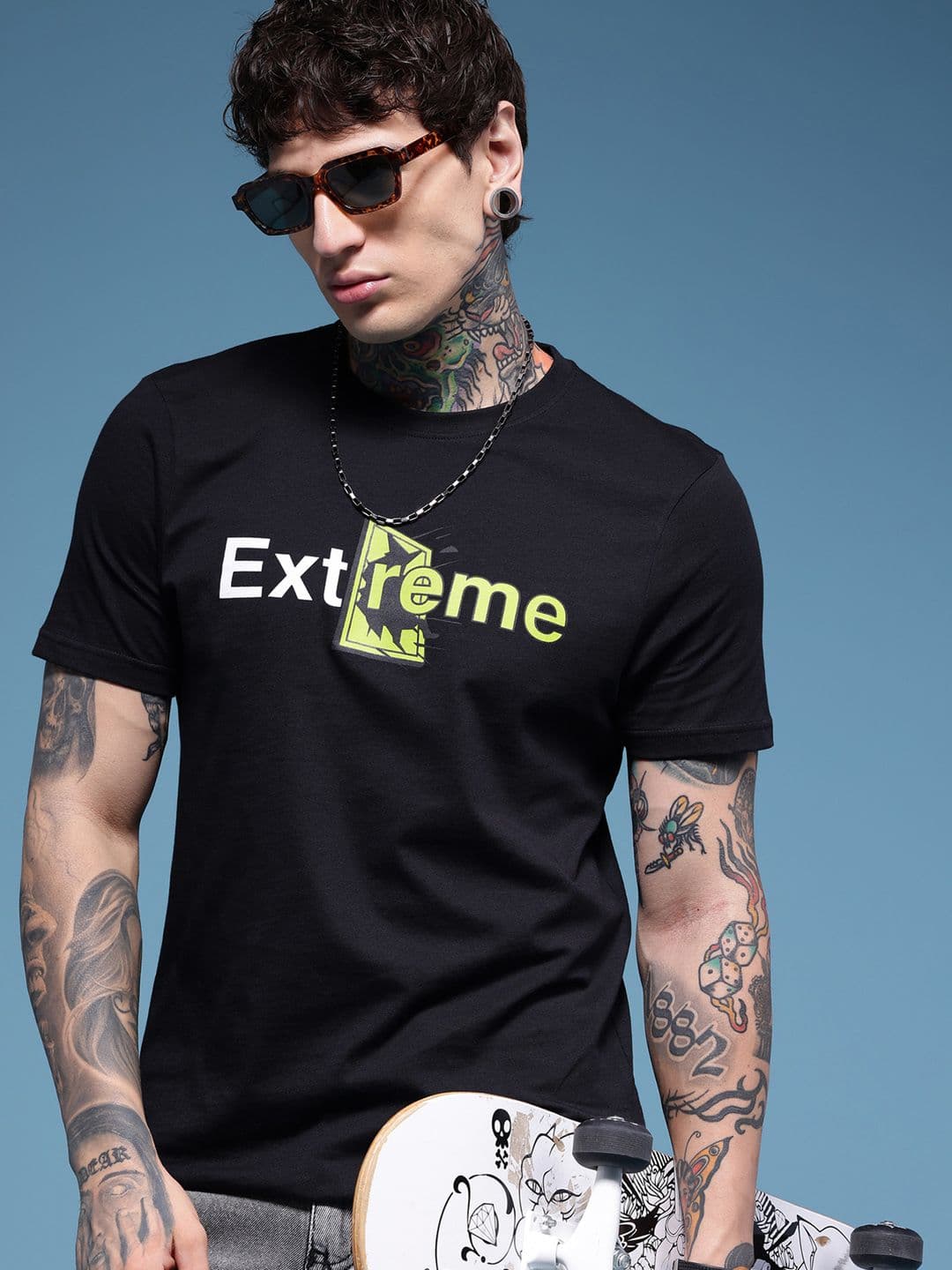 HERE&NOW Pure Cotton Typography Printed T-shirt - view 1