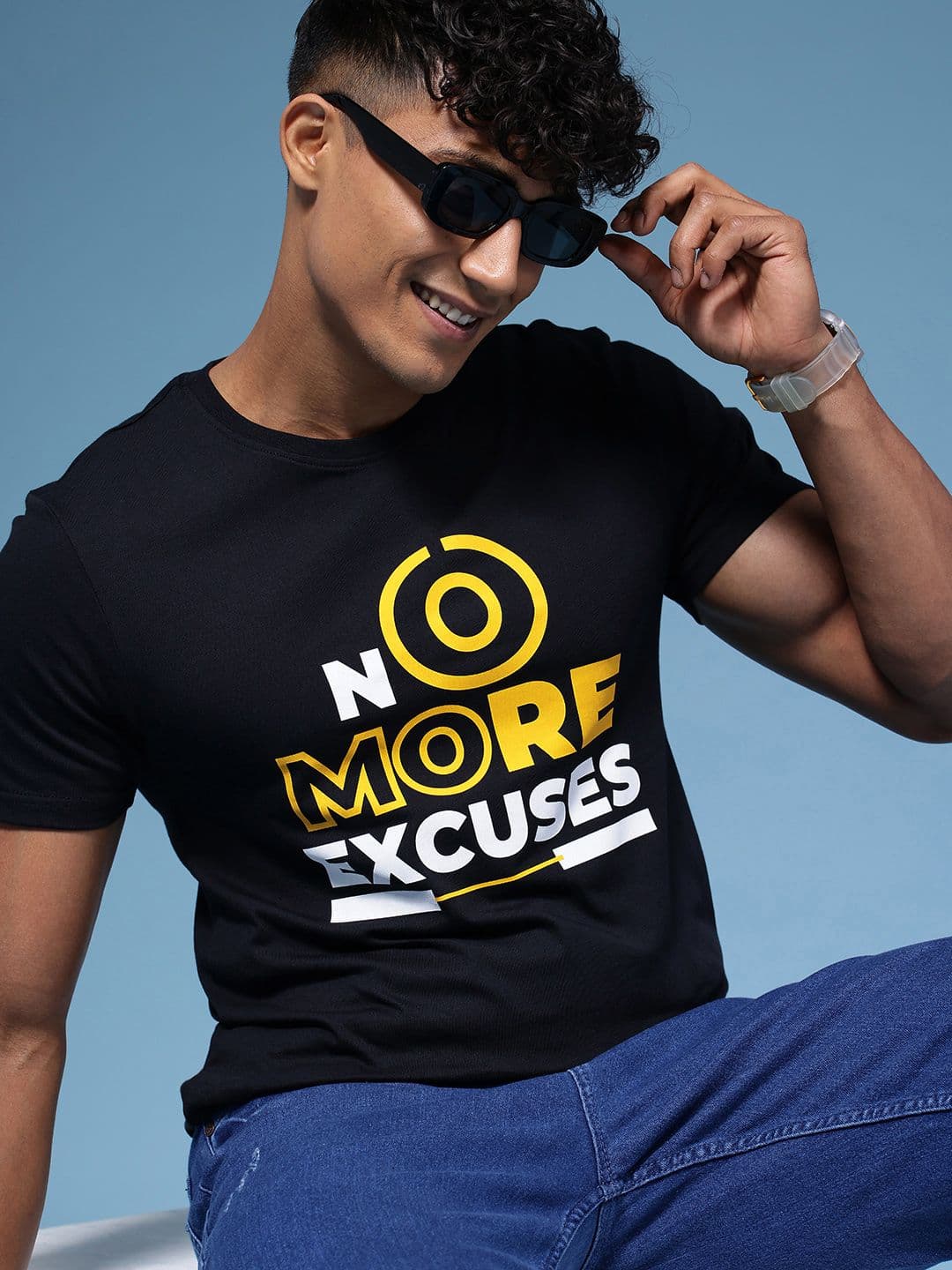 HERE&NOW Pure Cotton Typography Printed T-shirt - view 1