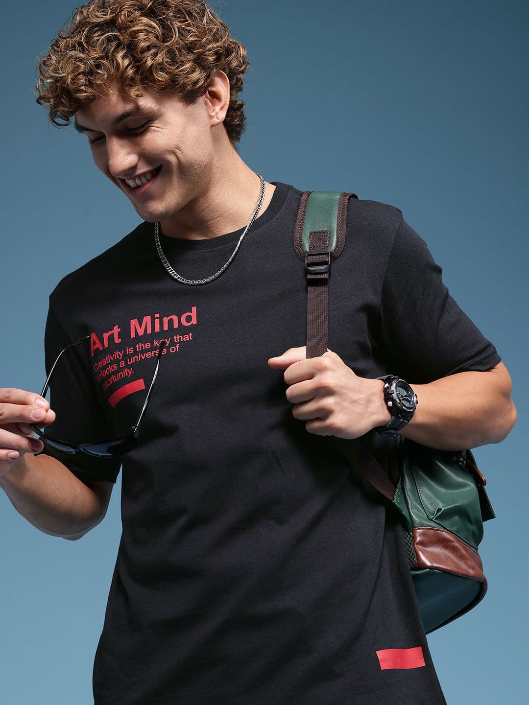 HERE&NOW Pure Cotton Typography Printed T-shirt - view 1