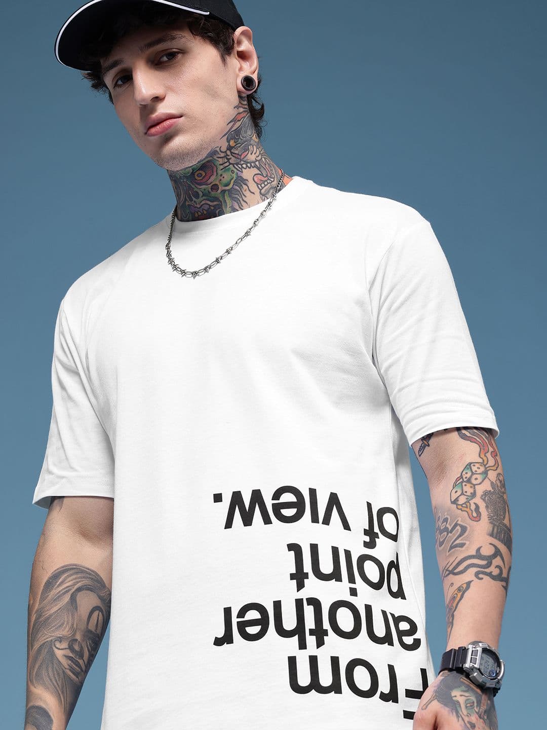 HERE&NOW Typography Printed Pure Cotton Relaxed Fit T-shirt - view 1