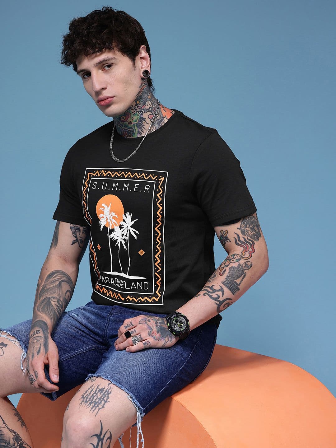 HERE&NOW Pure Cotton Graphic Printed T-shirt - view 1