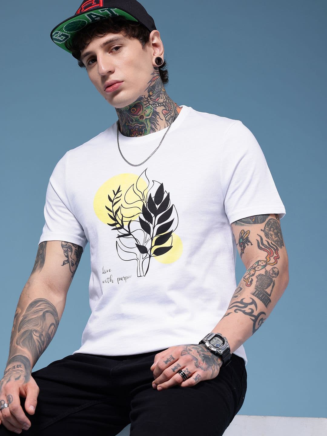 HERE&NOW Graphic Printed Pure Cotton T-shirt - view 1