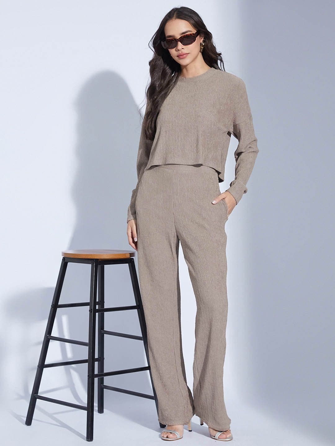 Selvia Self Design Round Neck Top And Trousers - view 1
