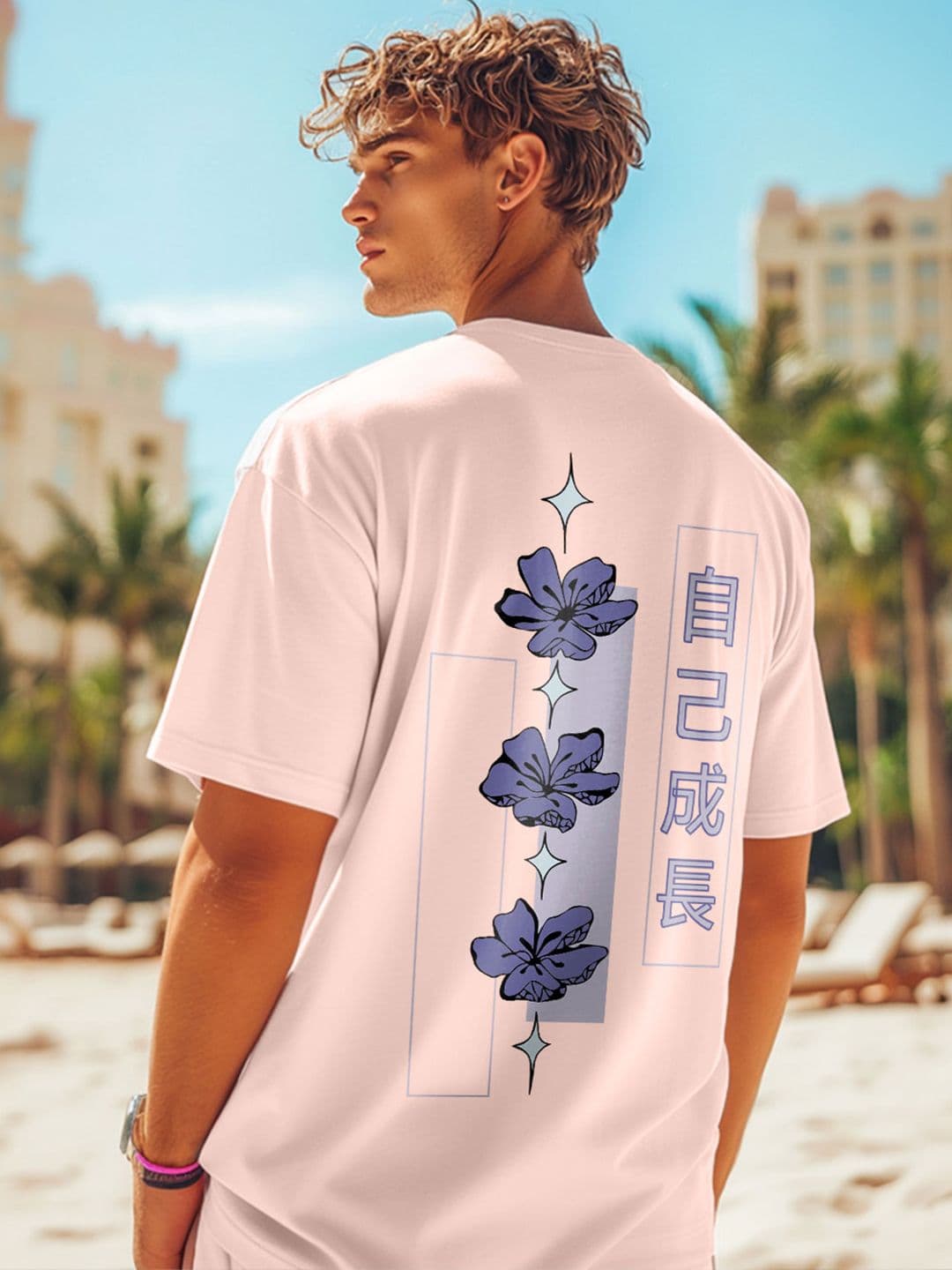 NOBERO Men Floral Printed Round Neck Cotton Oversized T-shirt - view 1