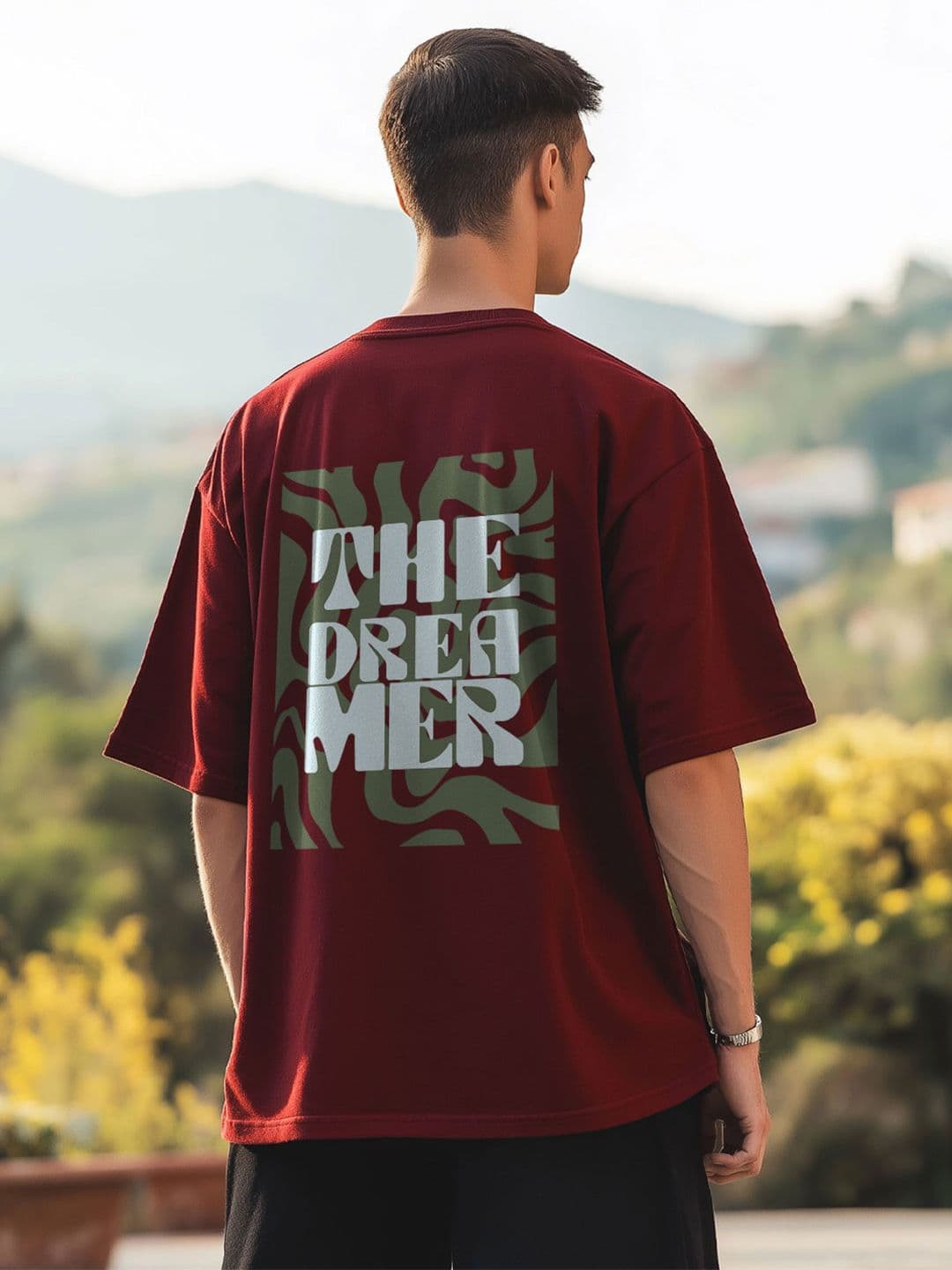 NOBERO Men Typography Printed Round Neck Cotton Oversized T-shirt - view 1