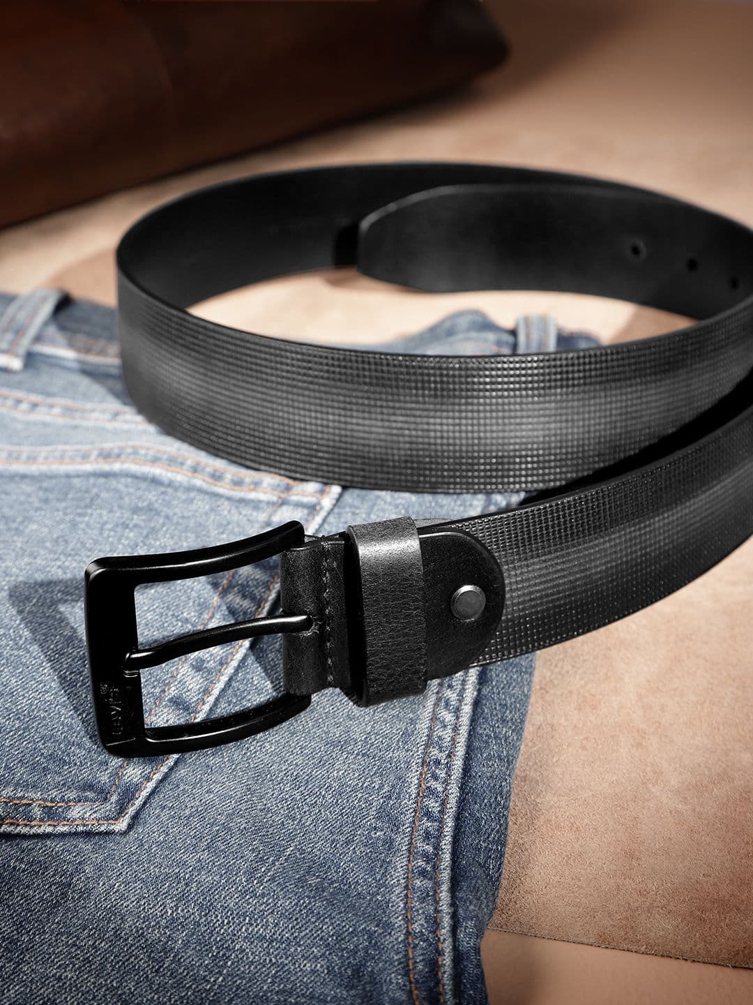 Levis Men's Black Textured Belt - view 1