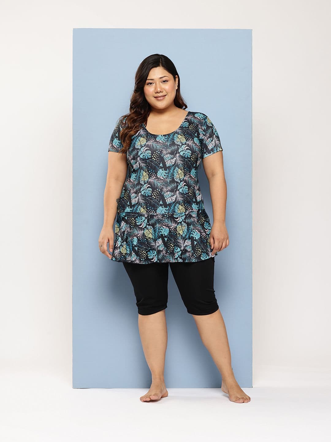 Aarika Plus Size Floral Printed Swimming Dress - view 1