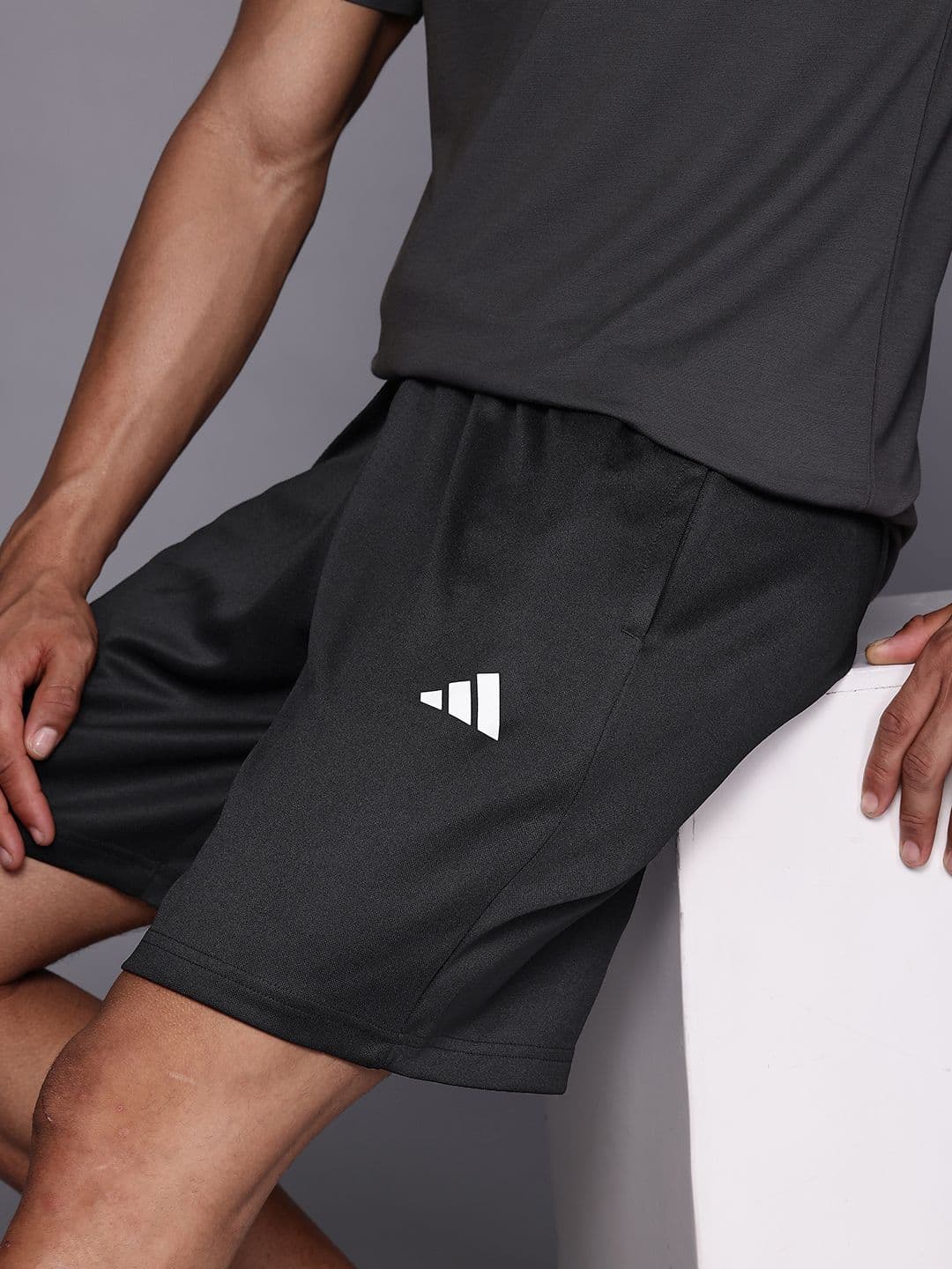 ADIDAS Men Brand Logo Water Absorbent Aeroready Sports Shorts - view 1
