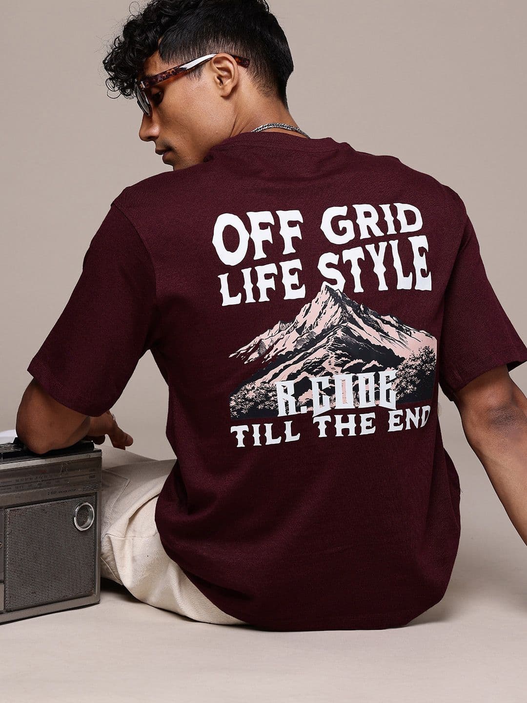 R.Code by The Roadster Life Co. Typography Printed Relaxed Fit T-shirt - view 1